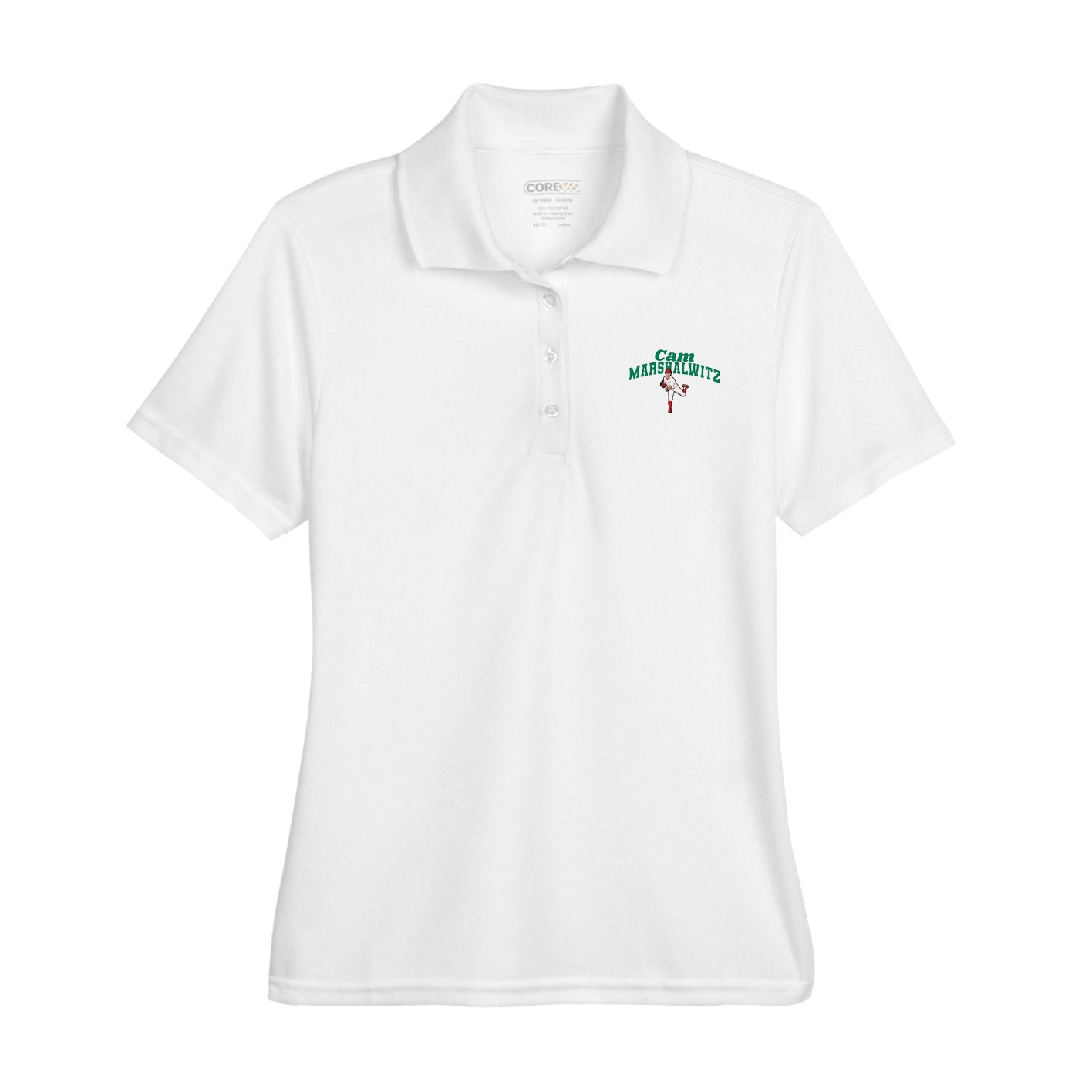 Womens Performance Polo — Signature Arch in White