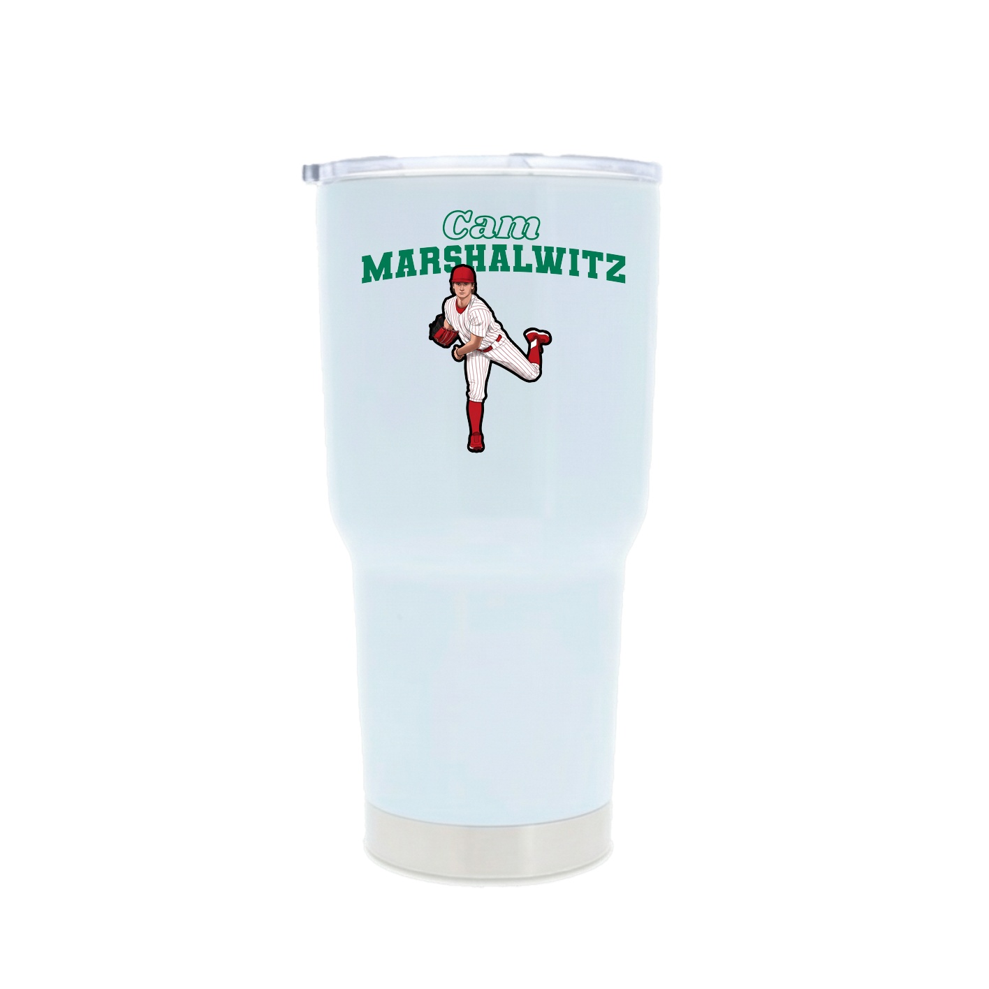 30oz Stainless Steel Tumbler — Name Arch in White