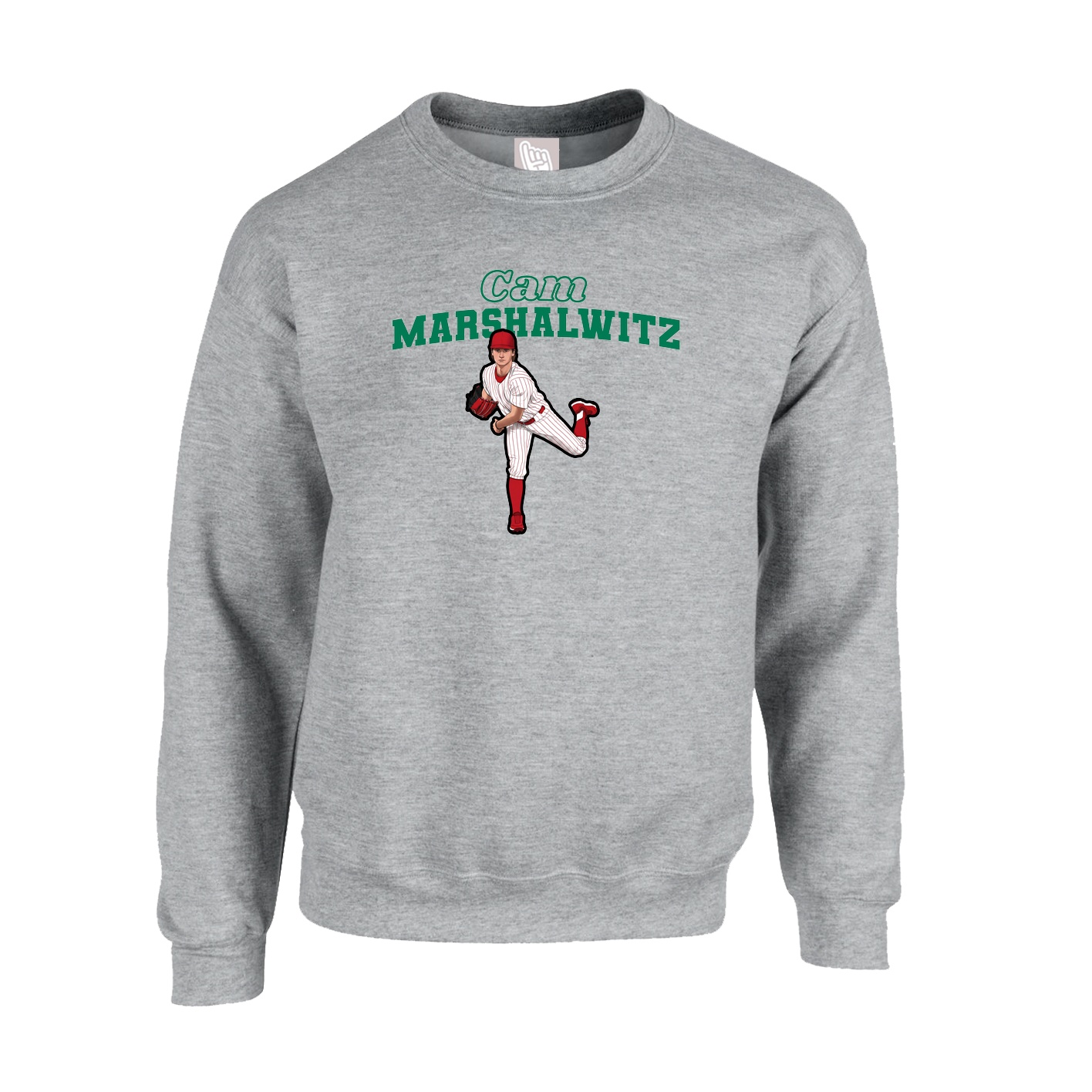 Fleece Crew — Name Arch in Grey