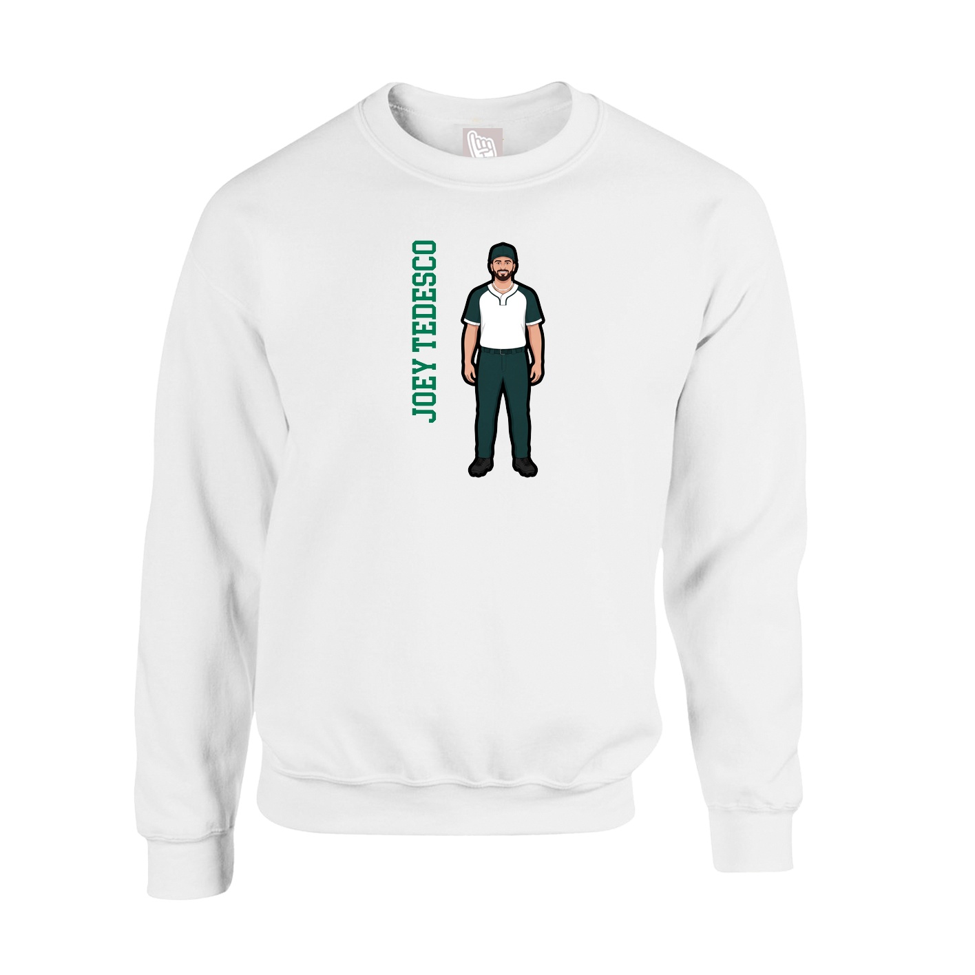 Fleece Crew — Name Vertical in White