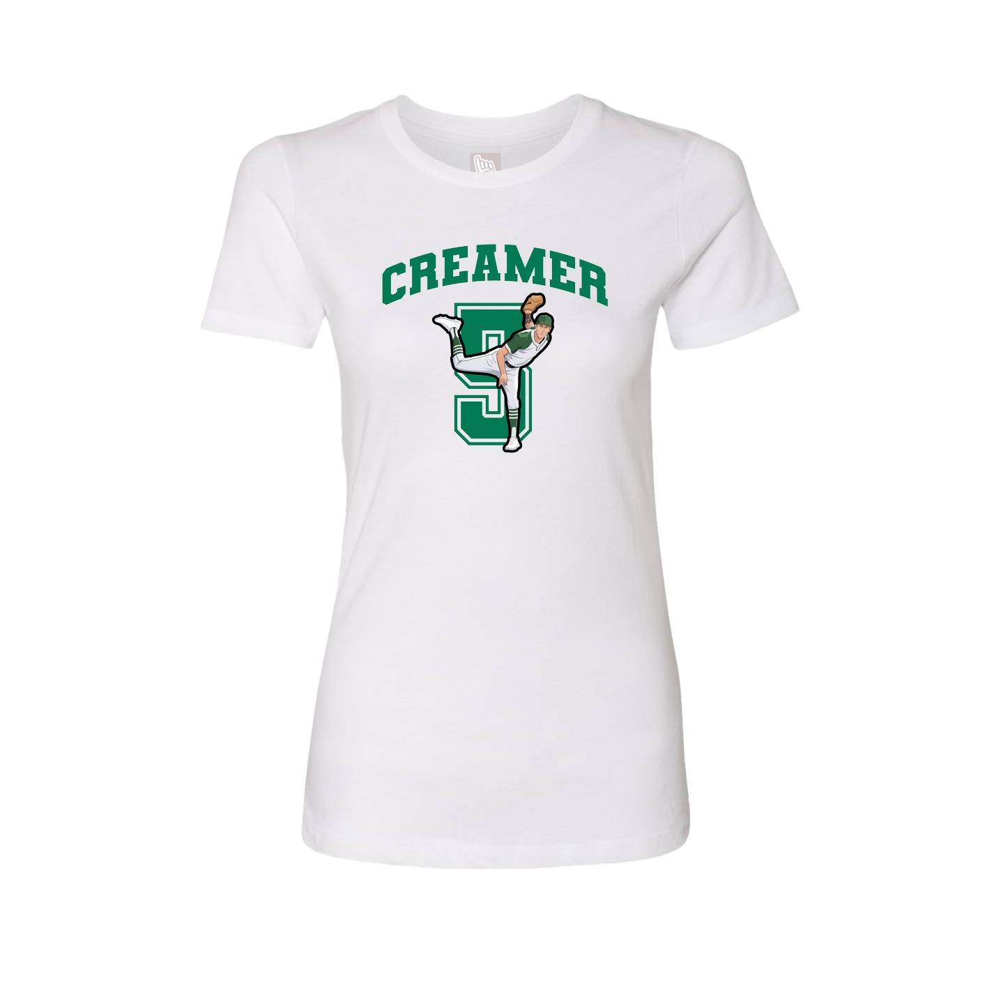 Fitted Women's Tee — Number in White