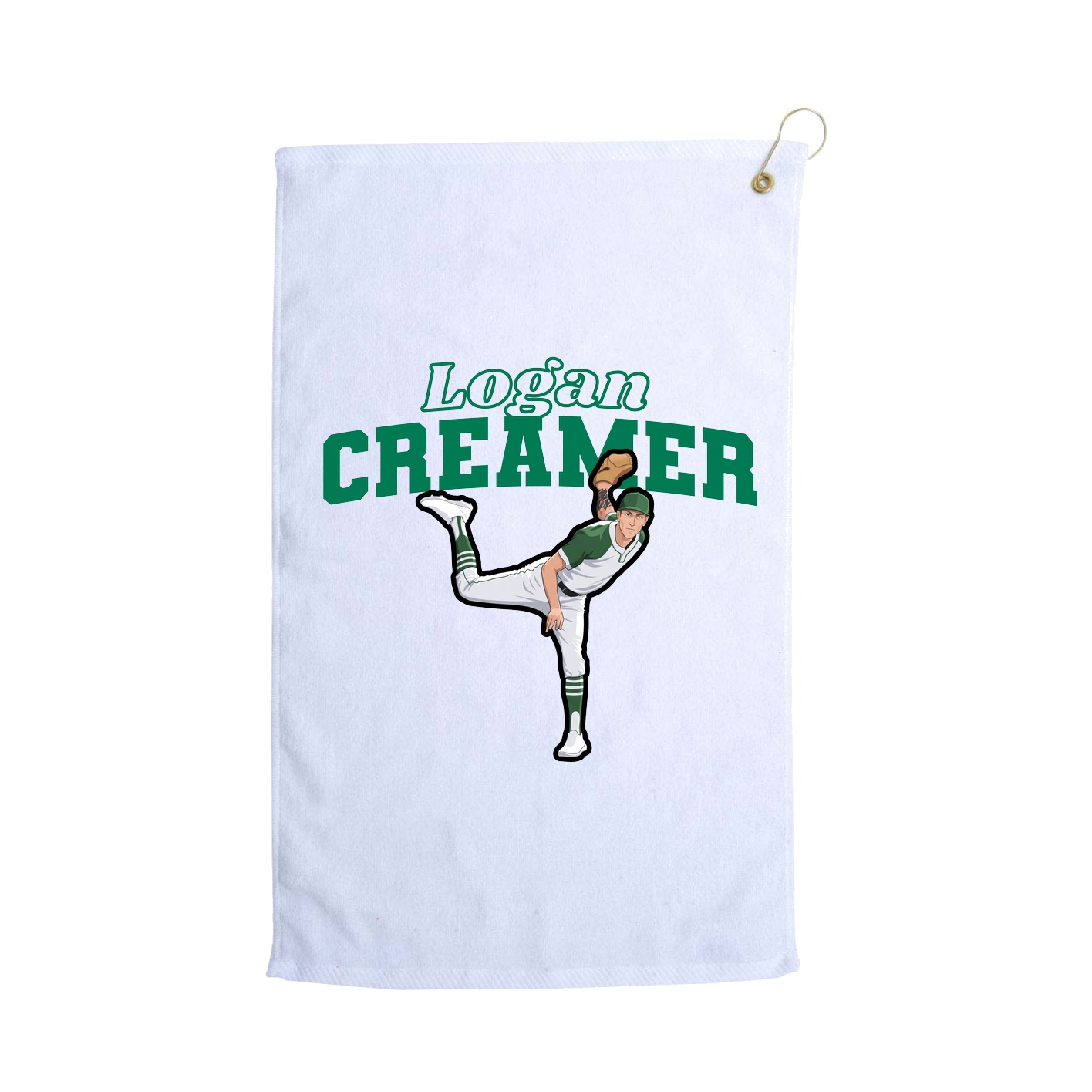 Golf Towel — Name Arch in White