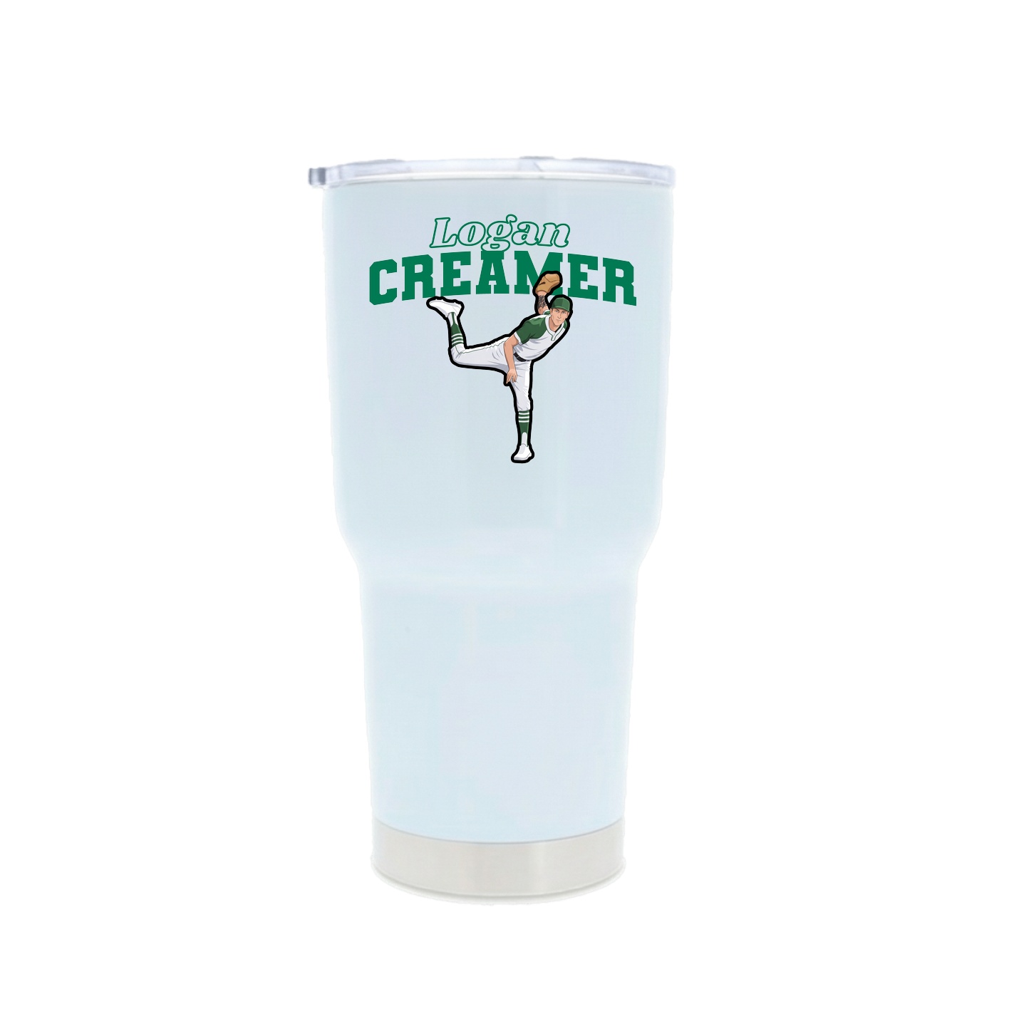30oz Stainless Steel Tumbler — Name Arch in White