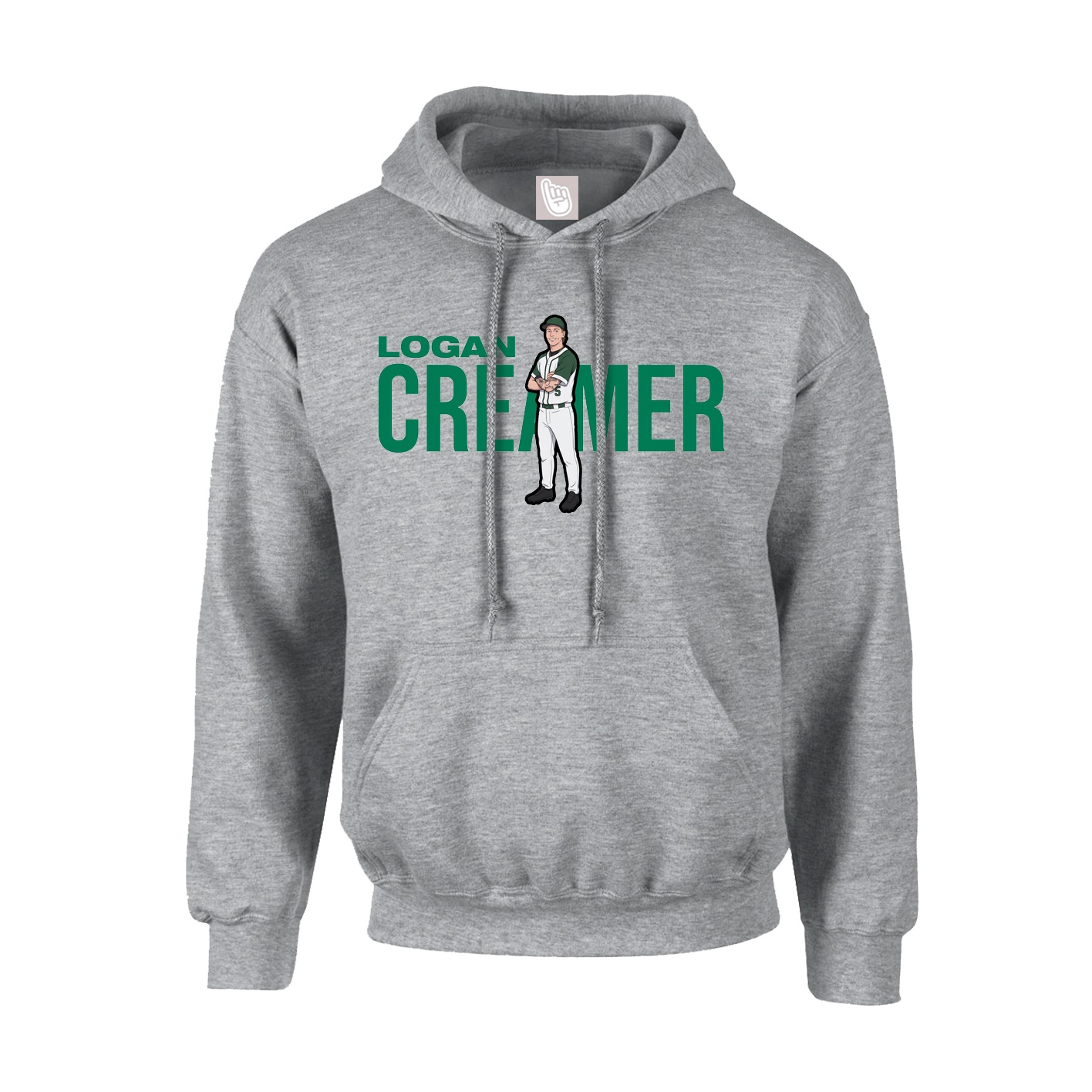 Youth Hoodie — Player Name in Grey