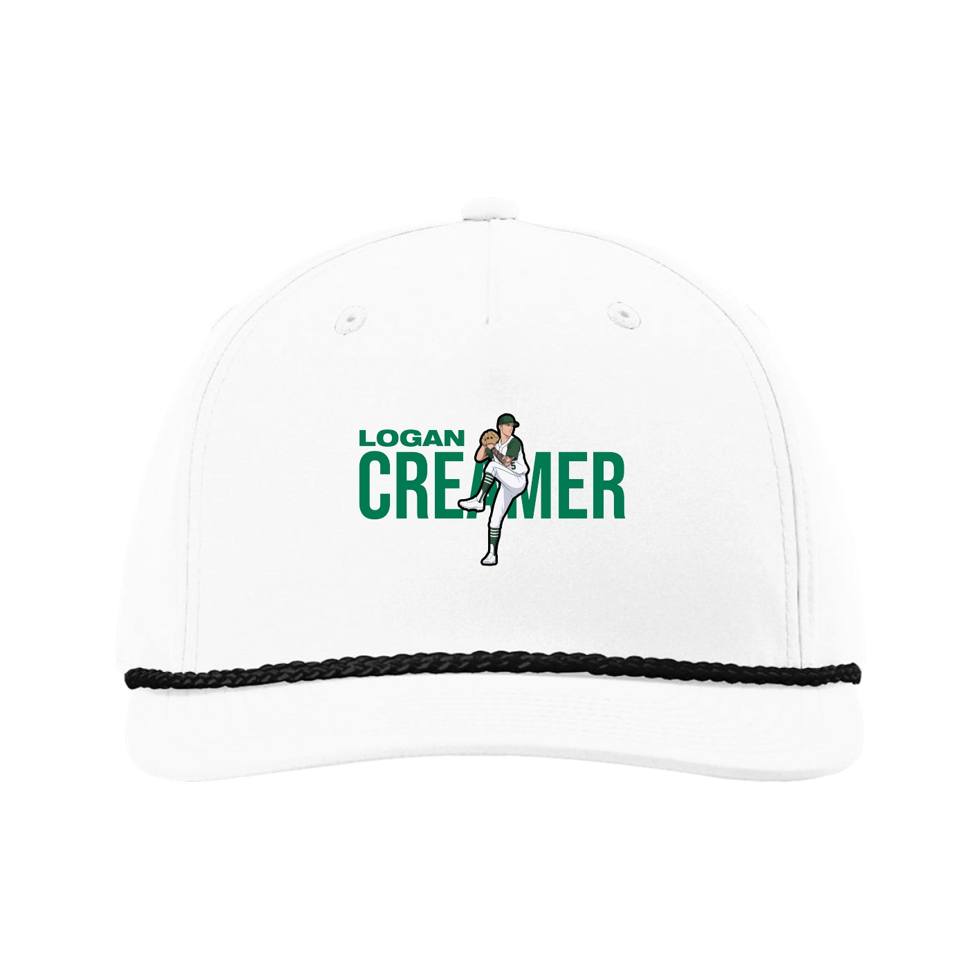 Five-Panel Classic Rope Cap — Player Name in White