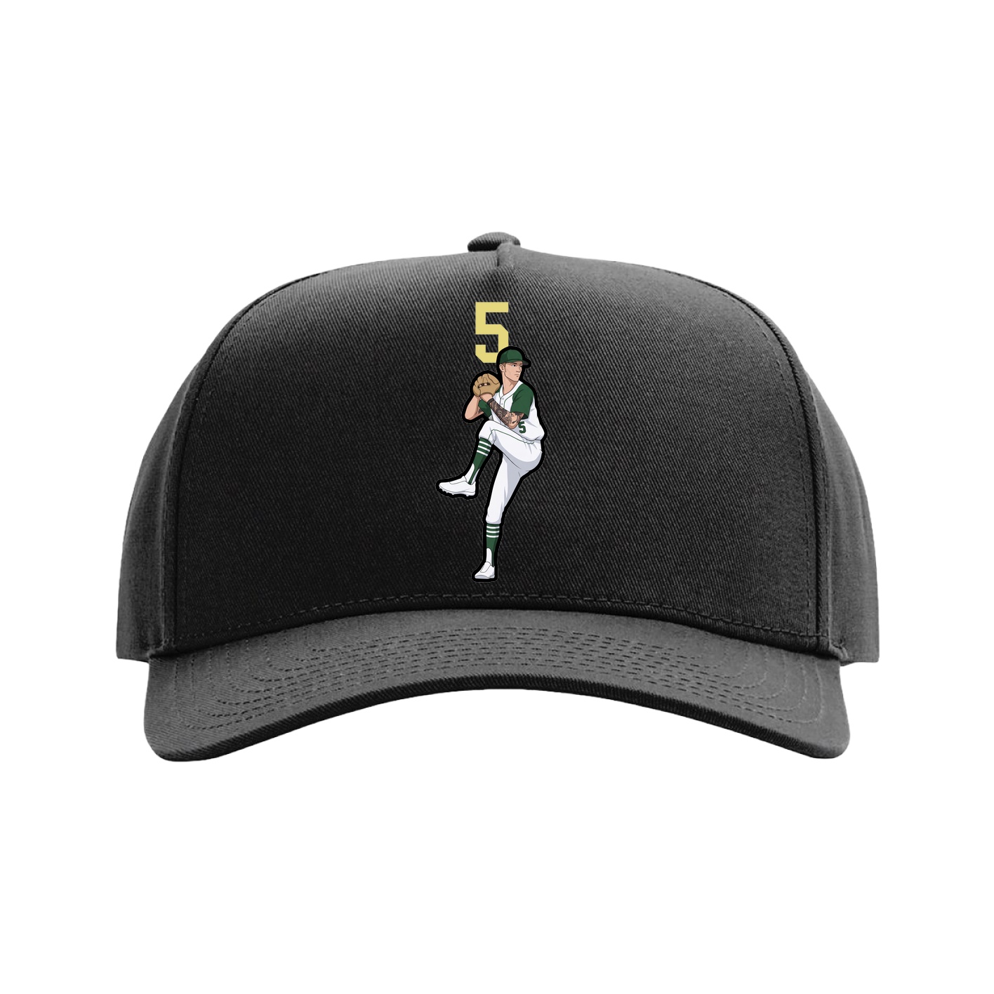 Full Fabric Five-Panel Champ Cap — Number Top in Black