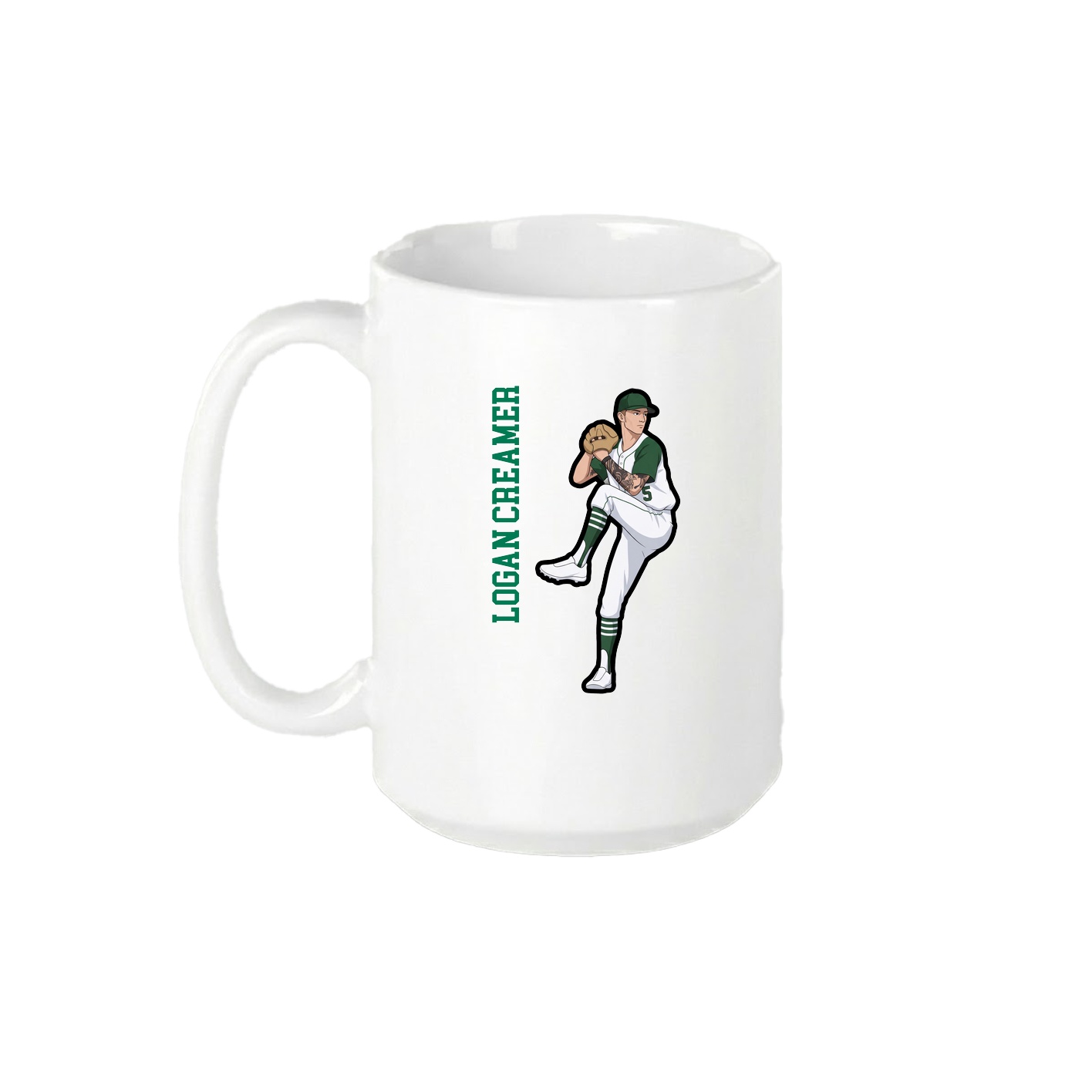 15oz Coffee Mug — Name Vertical in White