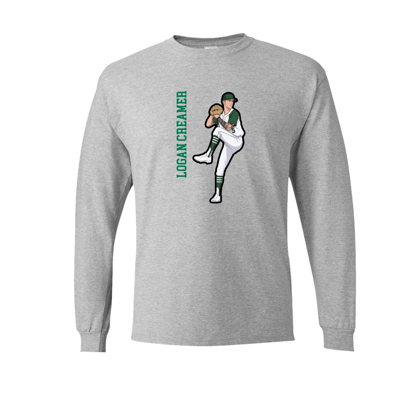 Long Sleeve Tee — Name Vertical in Grey