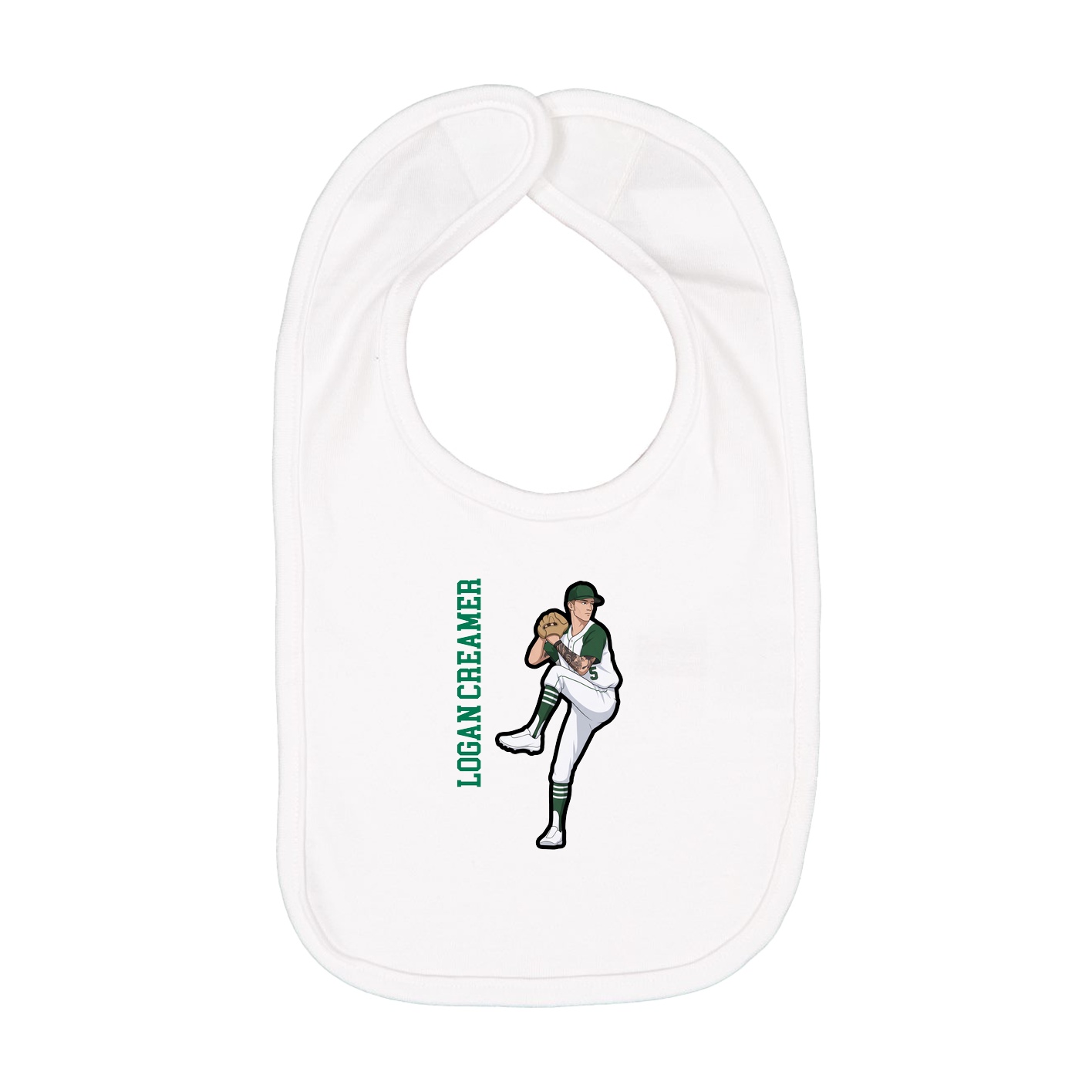Infant Bib — Name Vertical in White