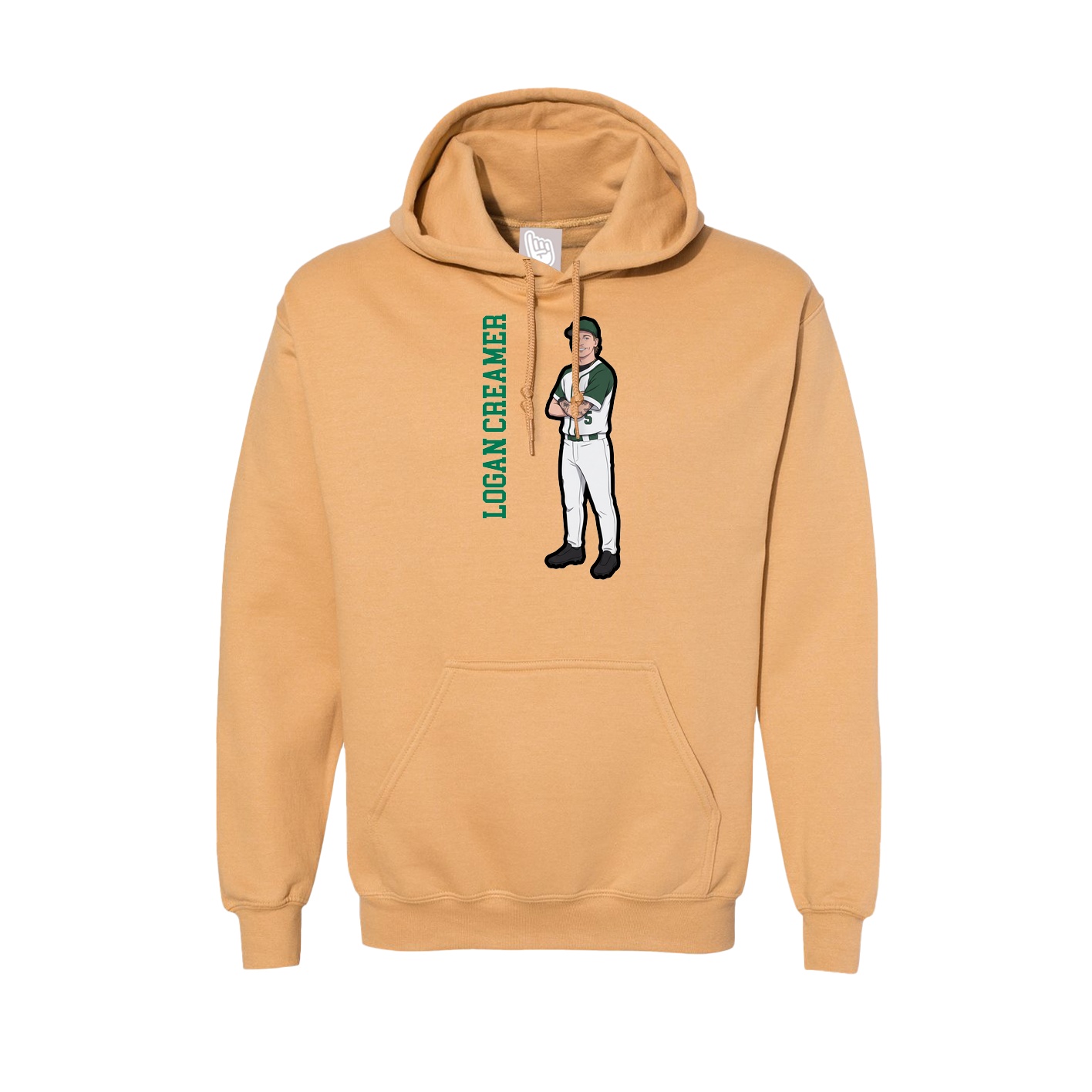 Hoodie — Name Vertical in Vegas Gold