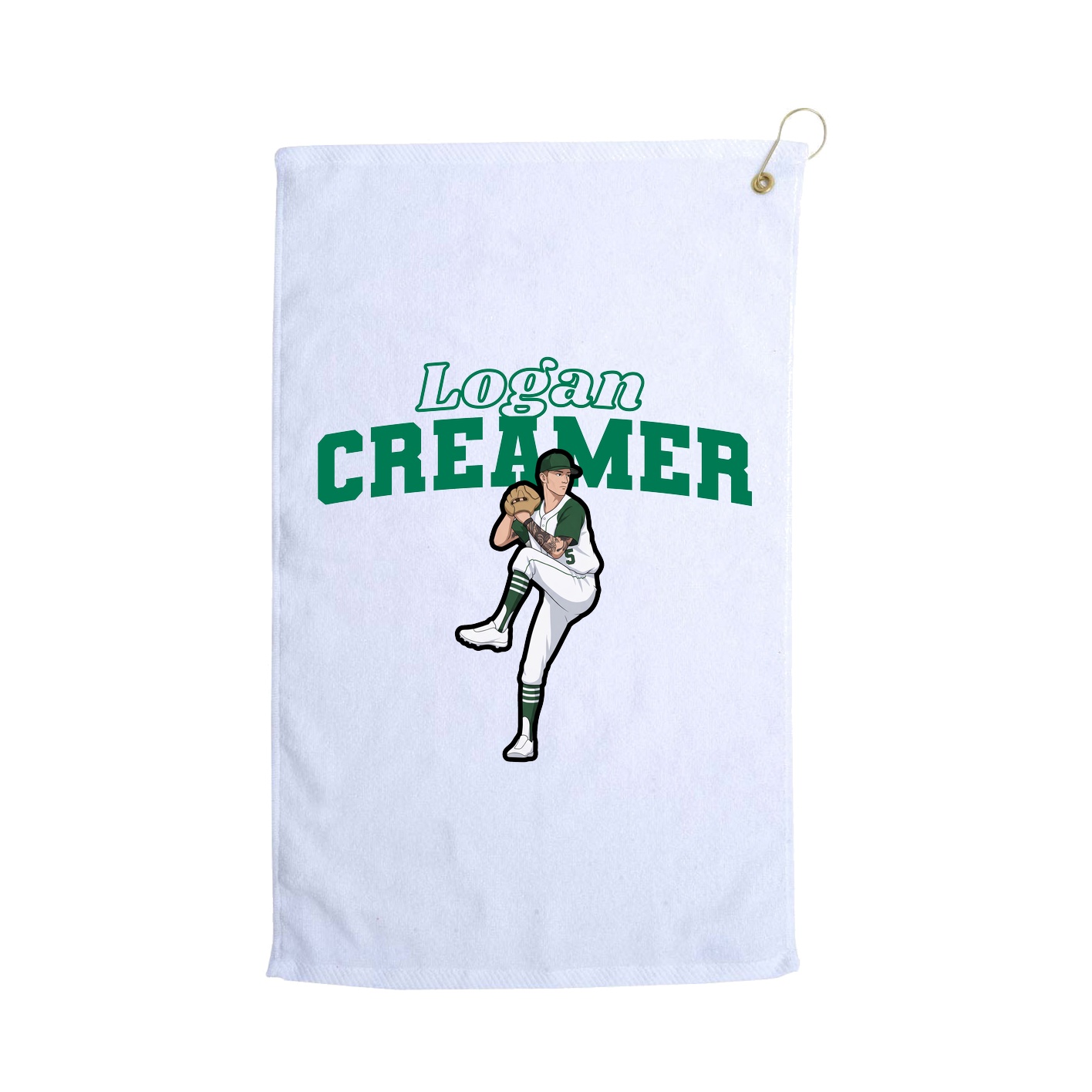 Golf Towel — Name Arch in White