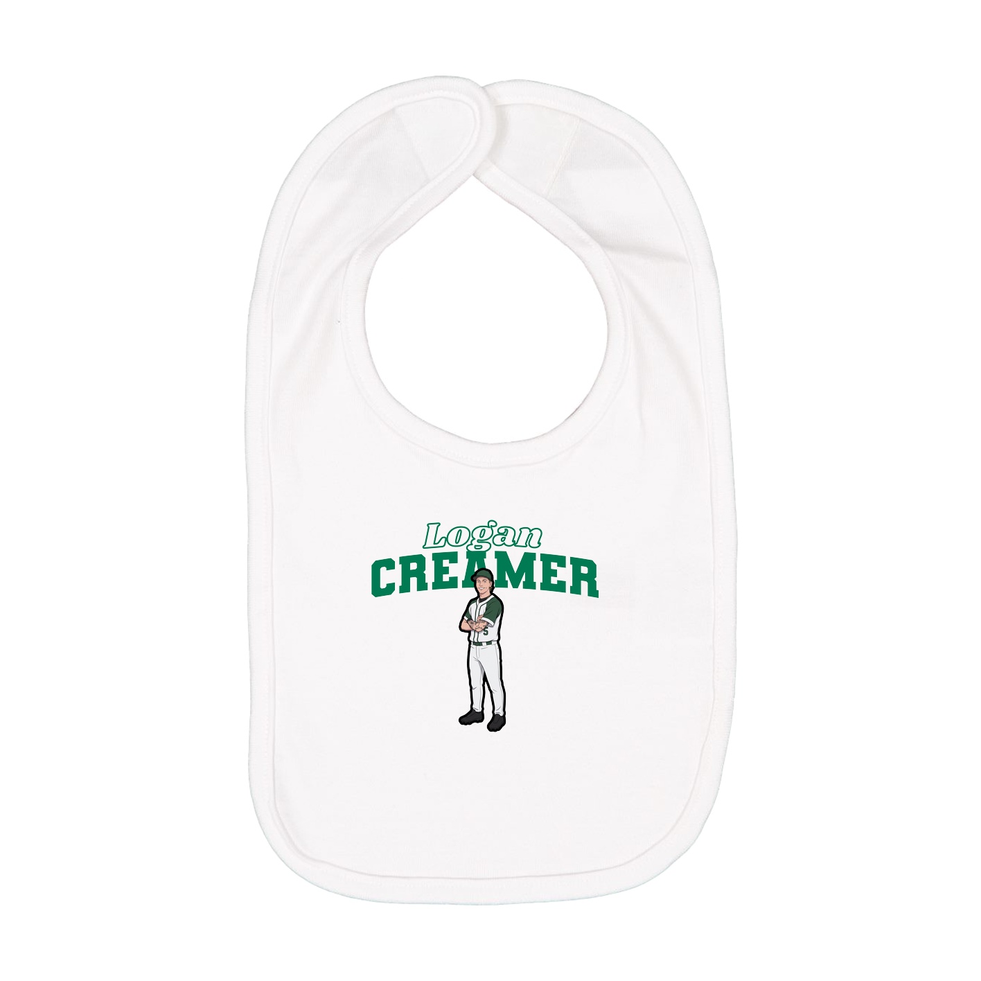 Infant Bib — Name Arch in White