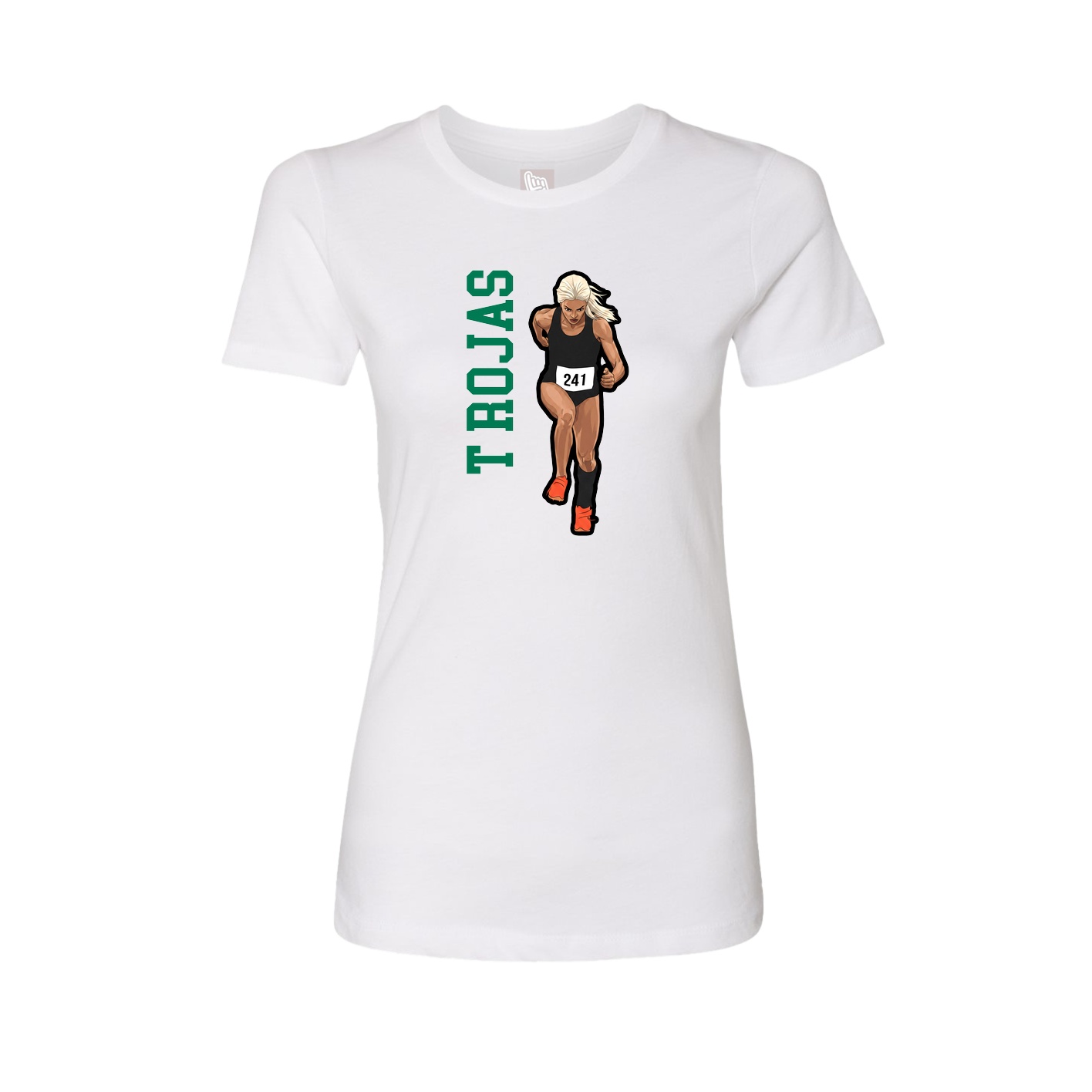 Fitted Women's Tee — Name Vertical in White