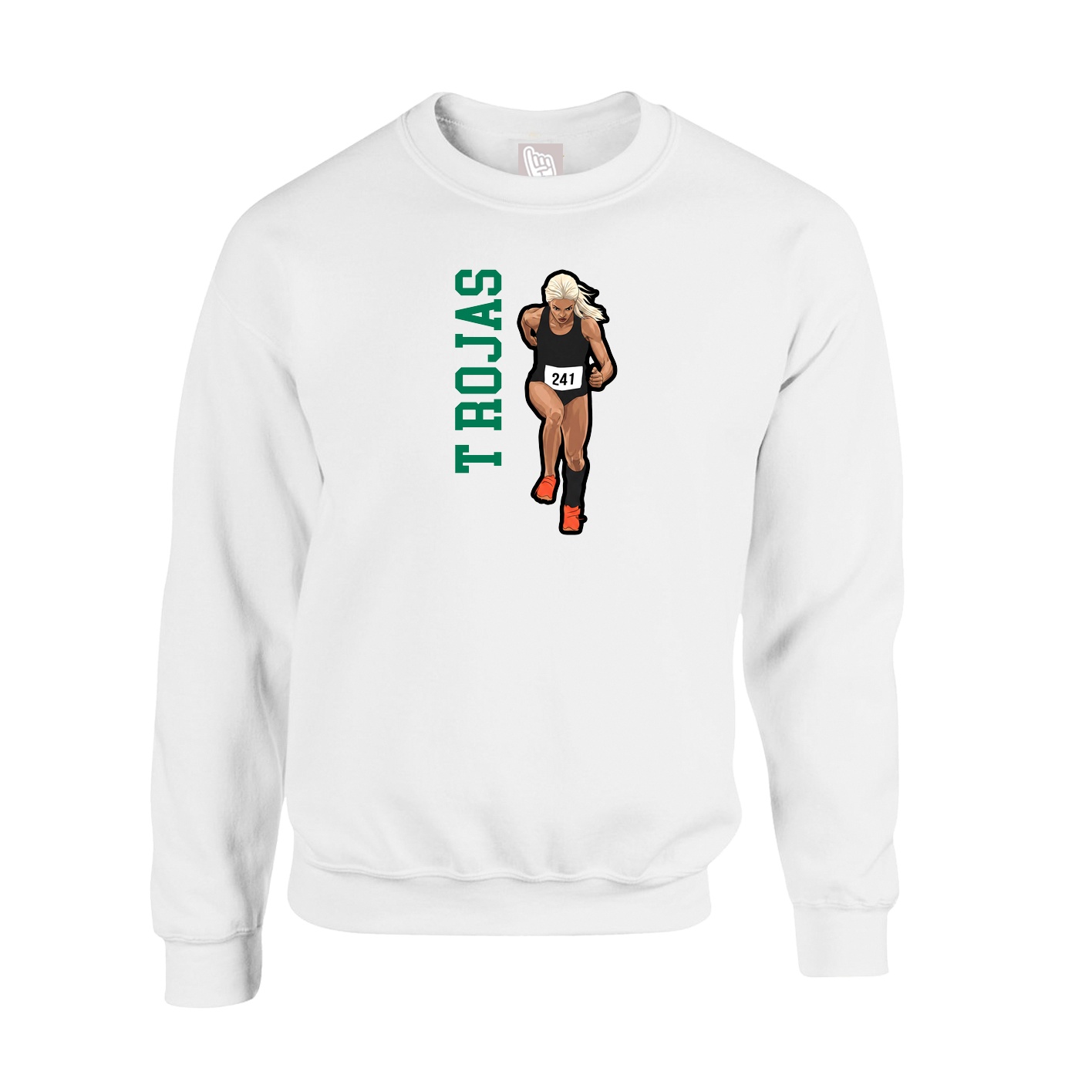 Fleece Crew — Name Vertical in White