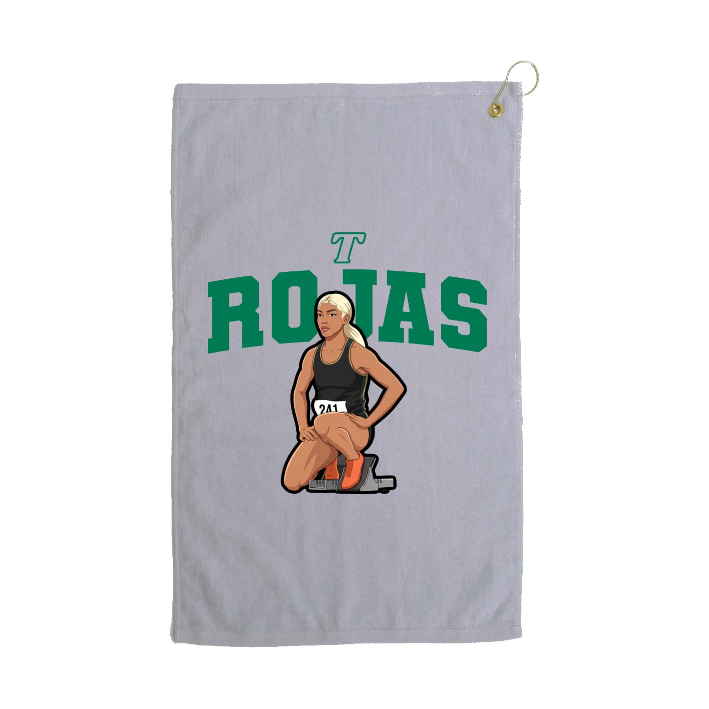 Golf Towel — Name Arch in Grey