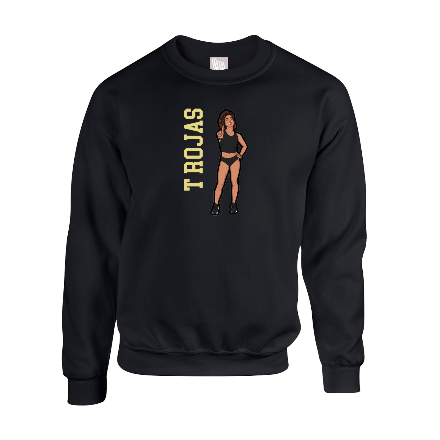 Fleece Crew — Name Vertical in Black