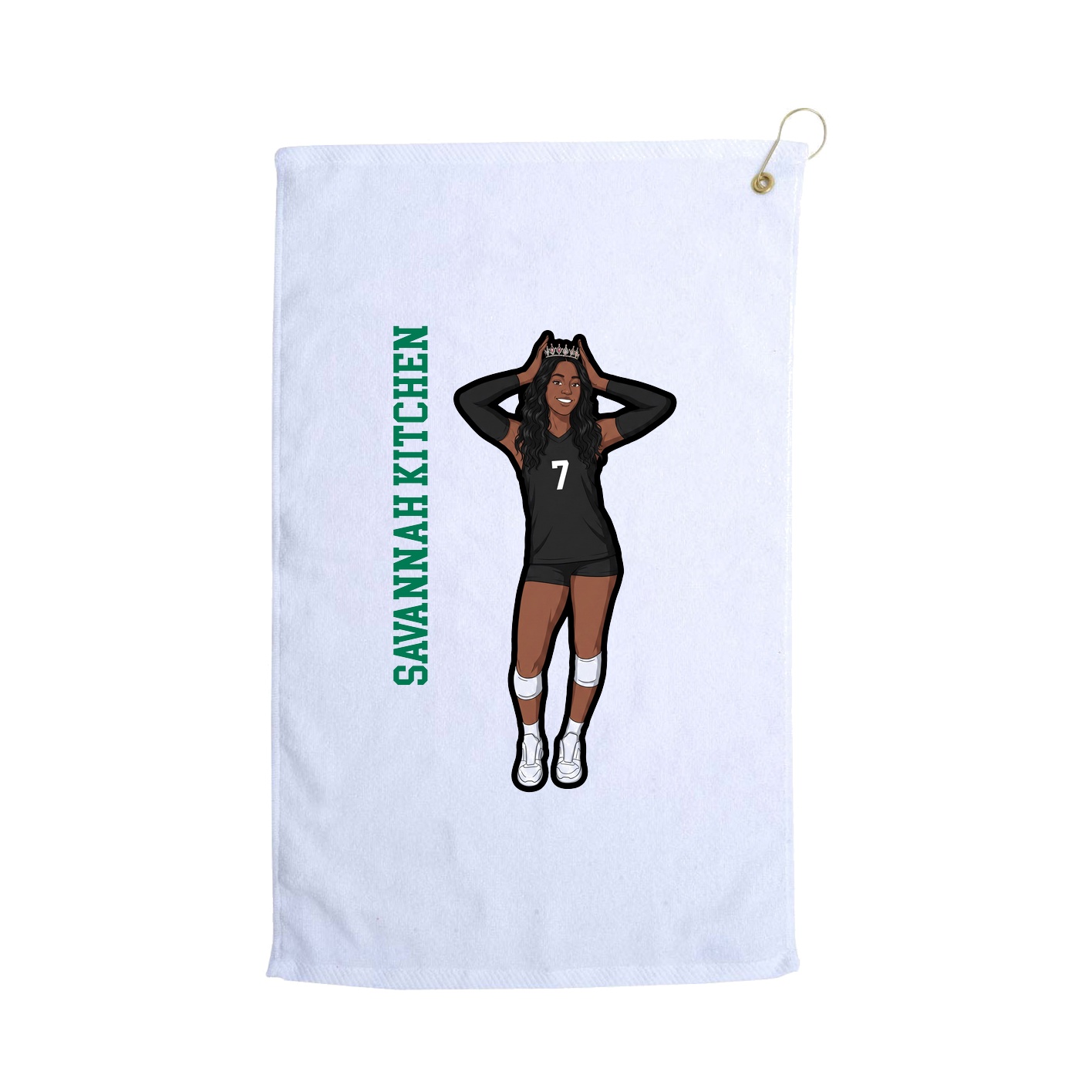 Golf Towel — Name Vertical in White