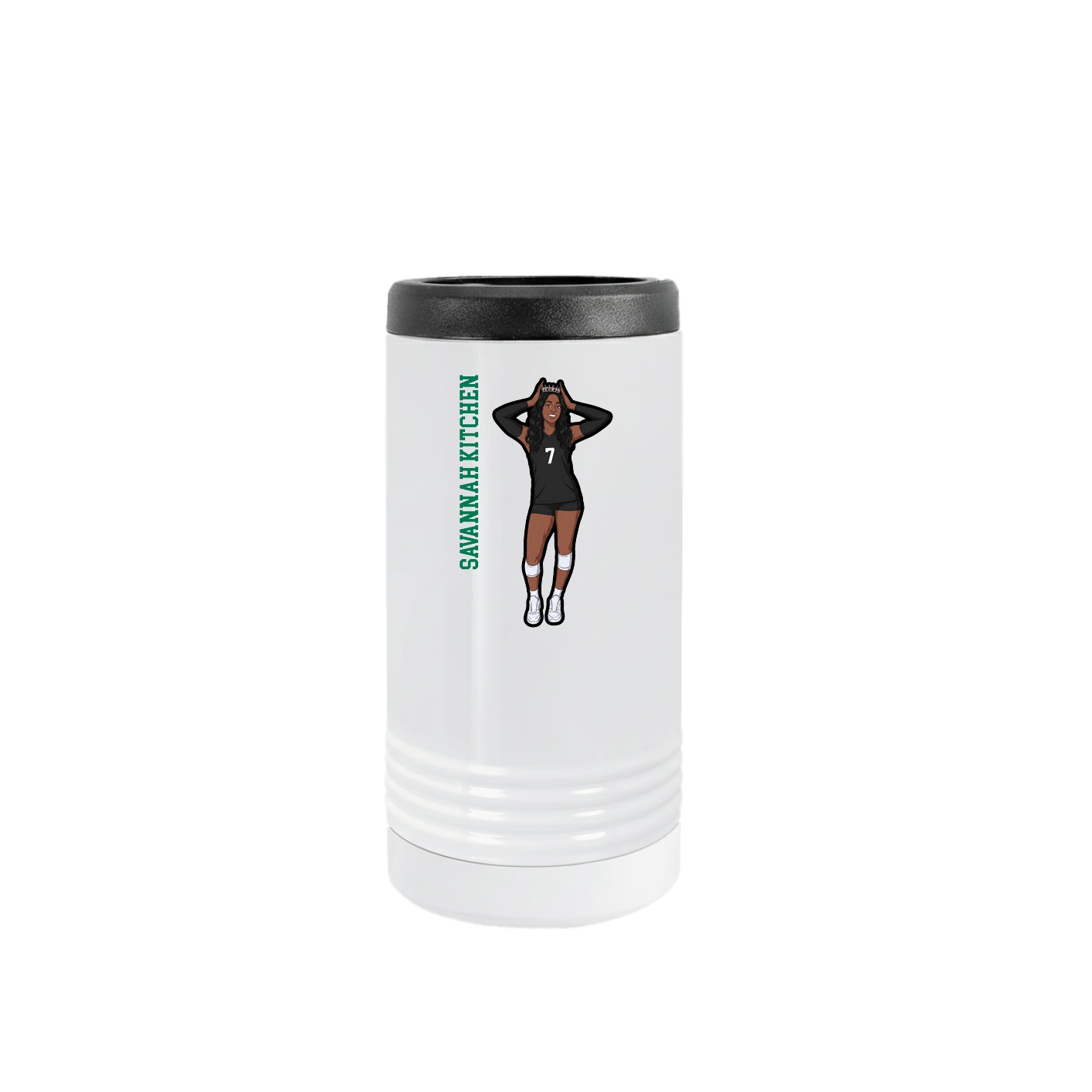 Slim Beverage Holder — Name Vertical in White