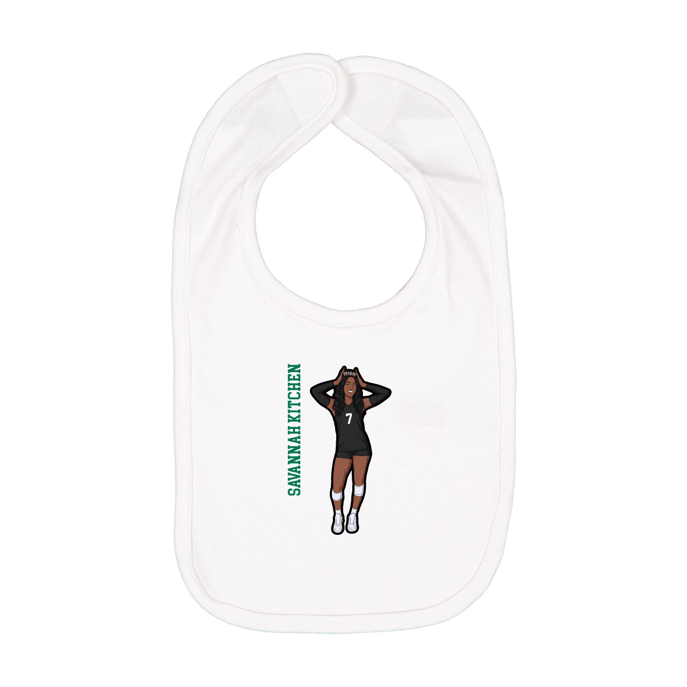 Infant Bib — Name Vertical in White