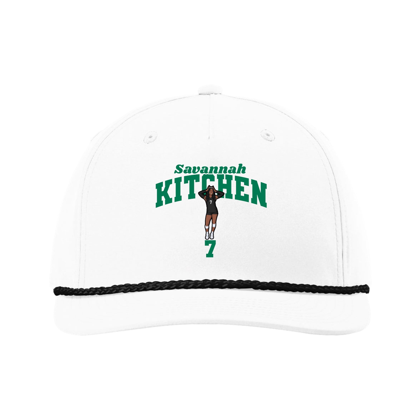 Five-Panel Classic Rope Cap — Signature Arch in White