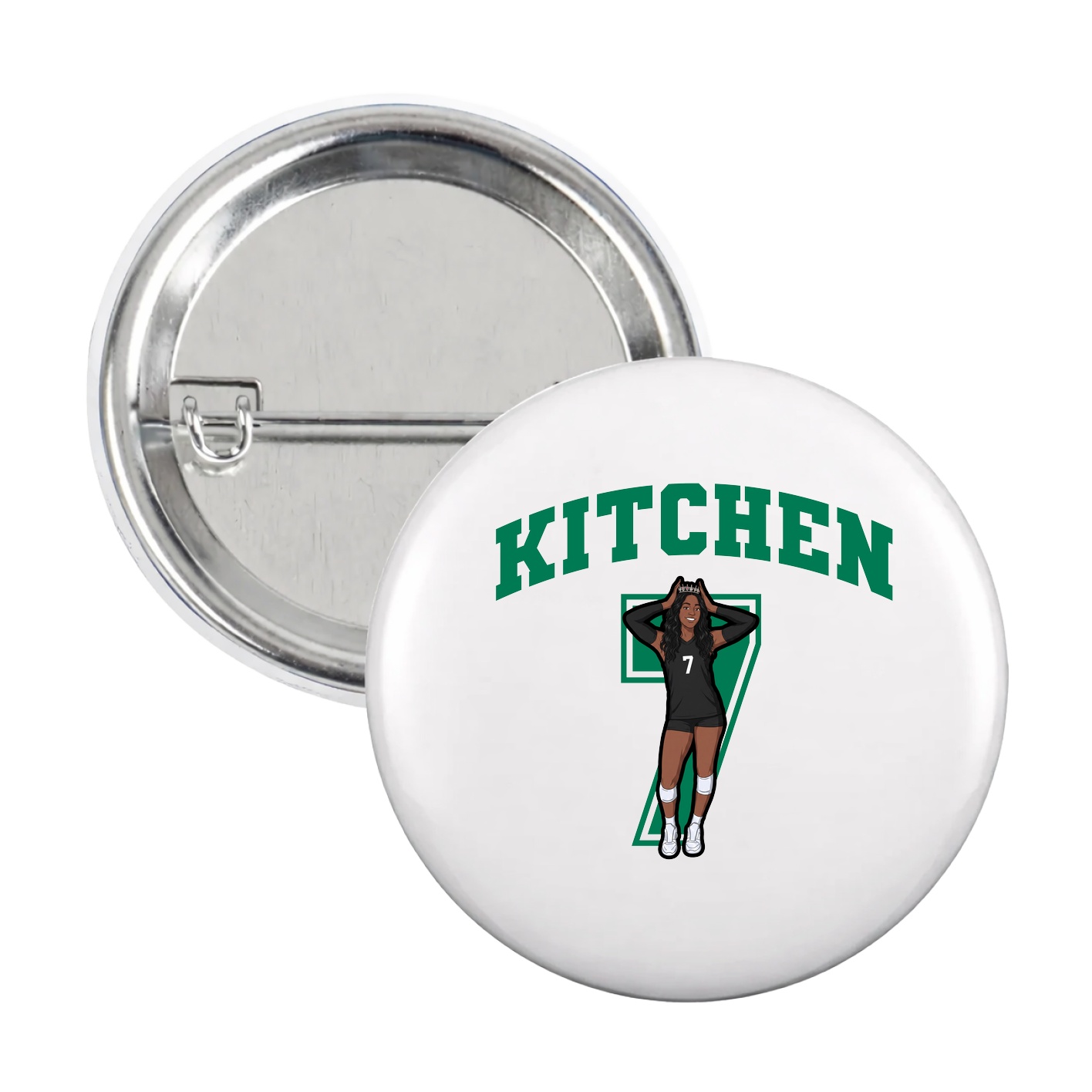 Game Day Button — Number in White