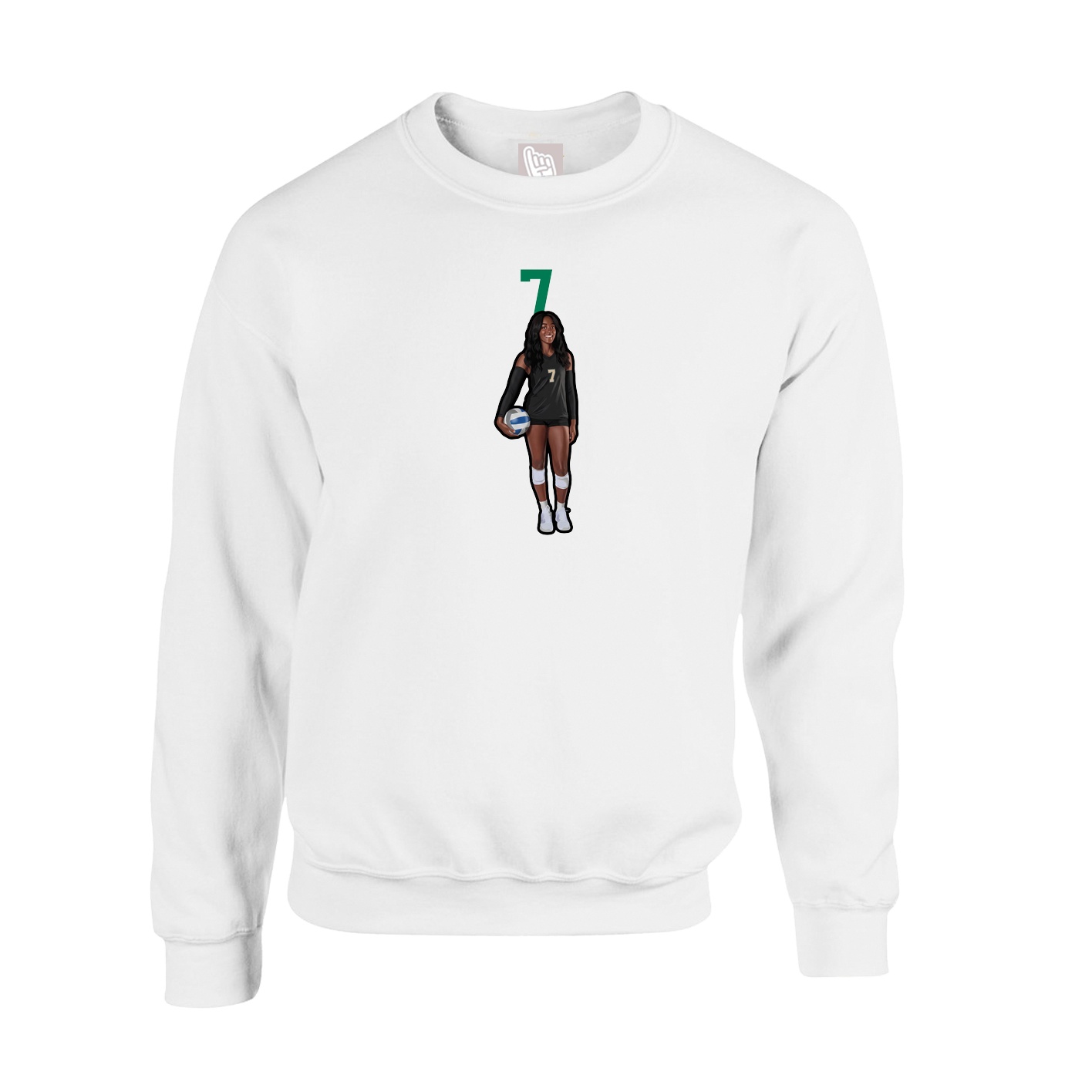 Fleece Crew — Number Top in White