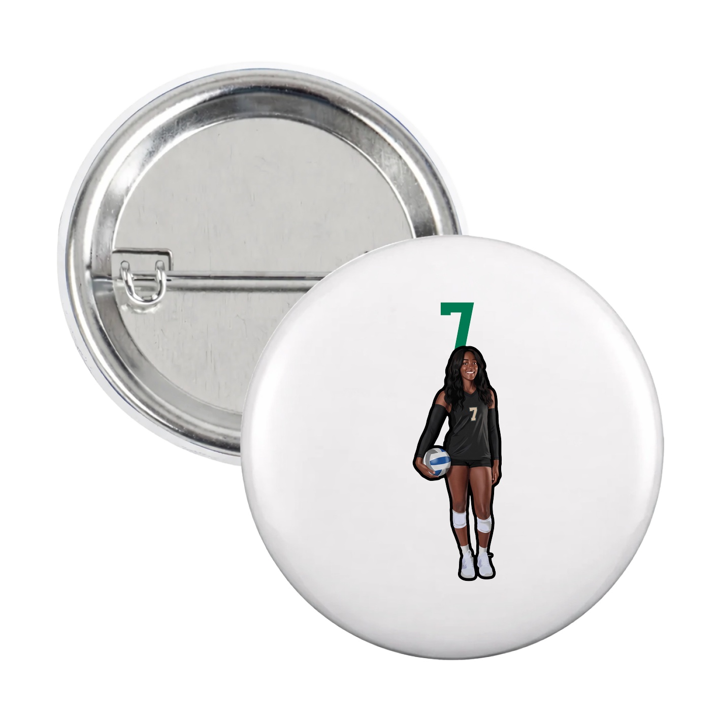 Game Day Button — Number Top in White