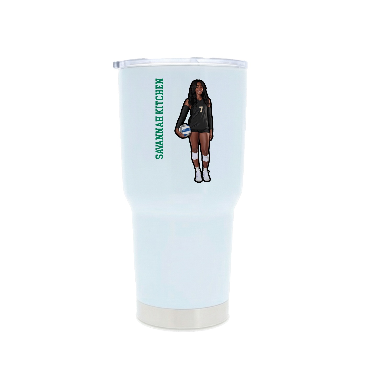30oz Stainless Steel Tumbler — Name Vertical in White