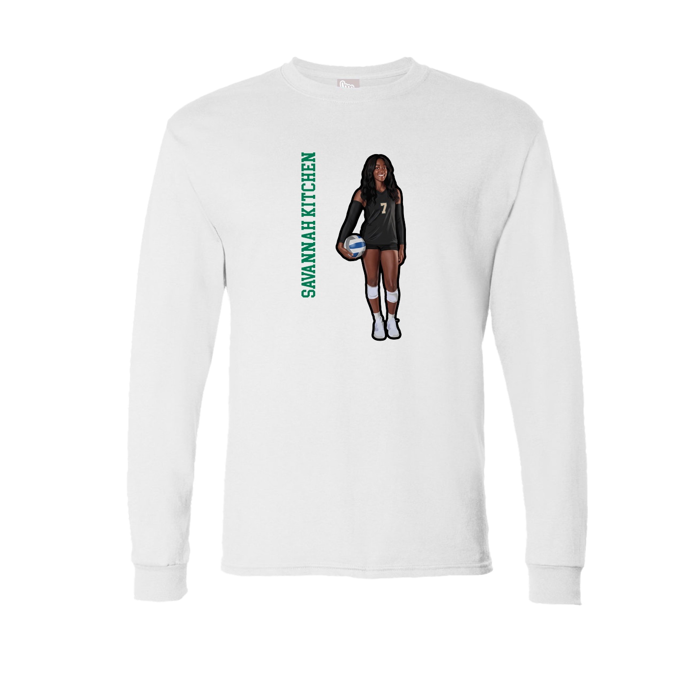 Long Sleeve Tee — Name Vertical in White