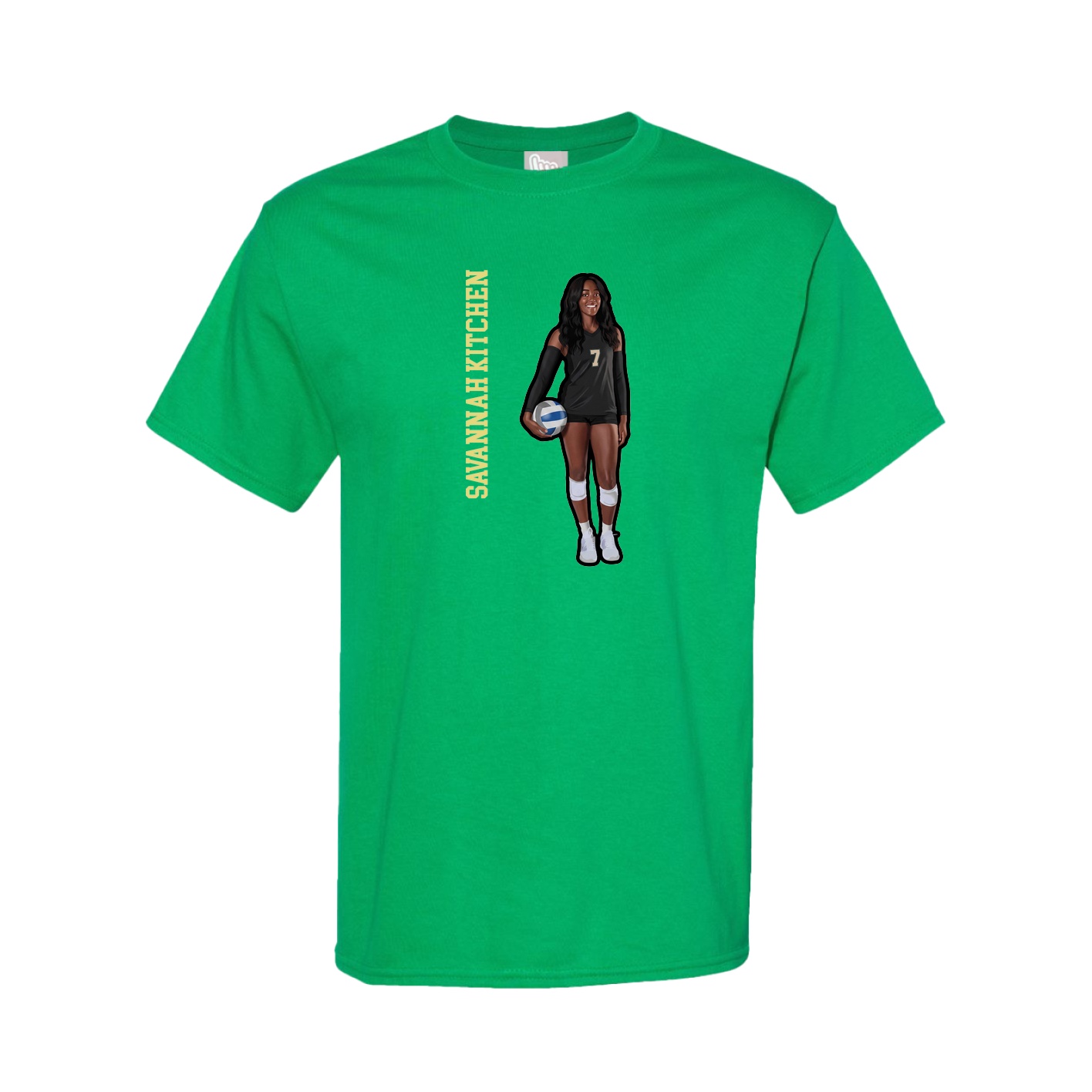 Youth Tee — Name Vertical in Green