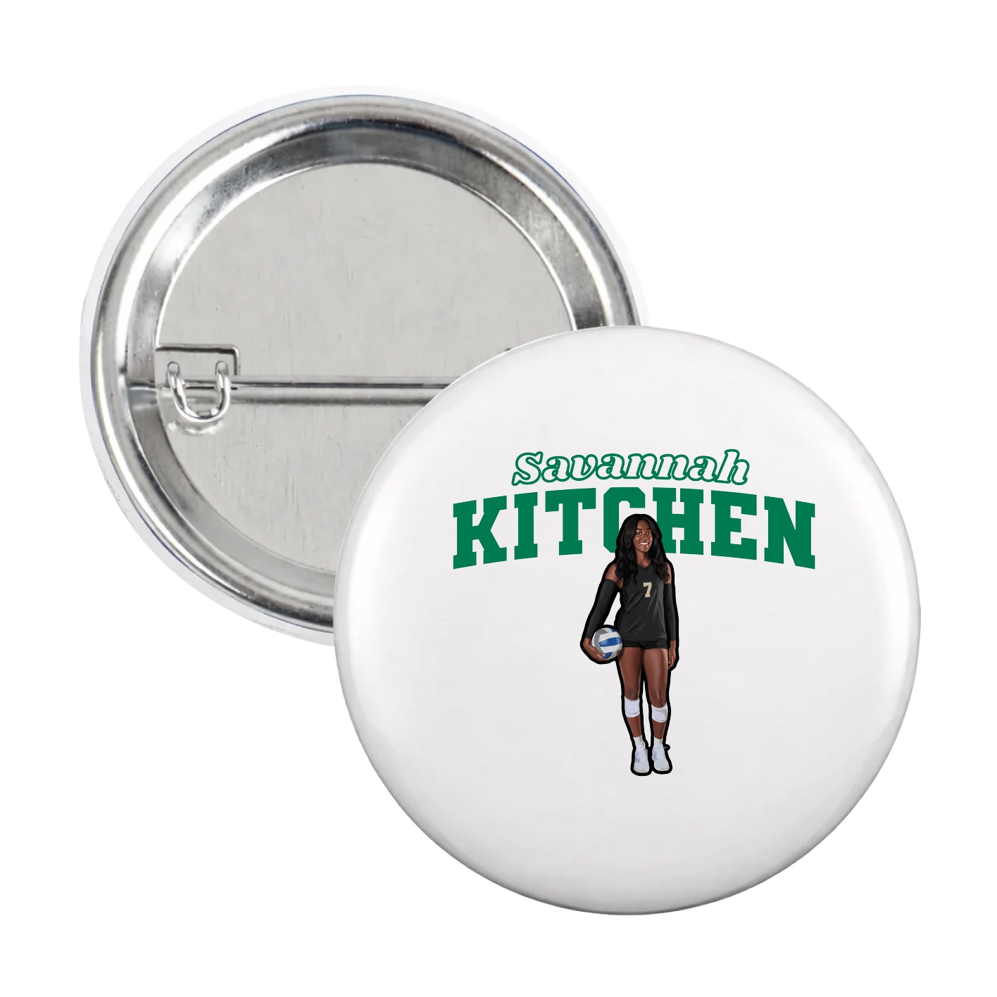 Game Day Button — Name Arch in White