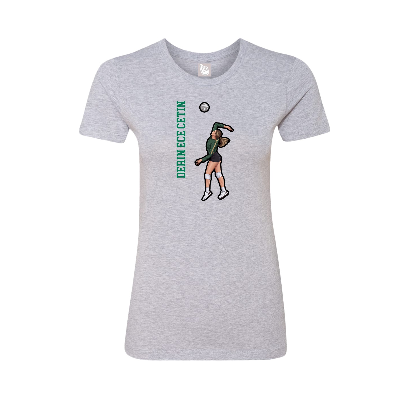 Fitted Women's Tee — Name Vertical in Grey