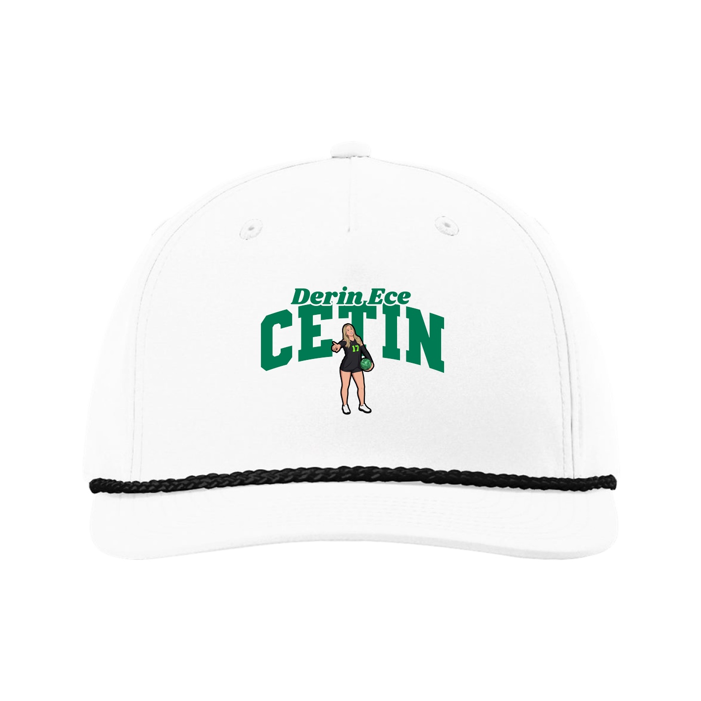 Five-Panel Classic Rope Cap — Signature Arch in White