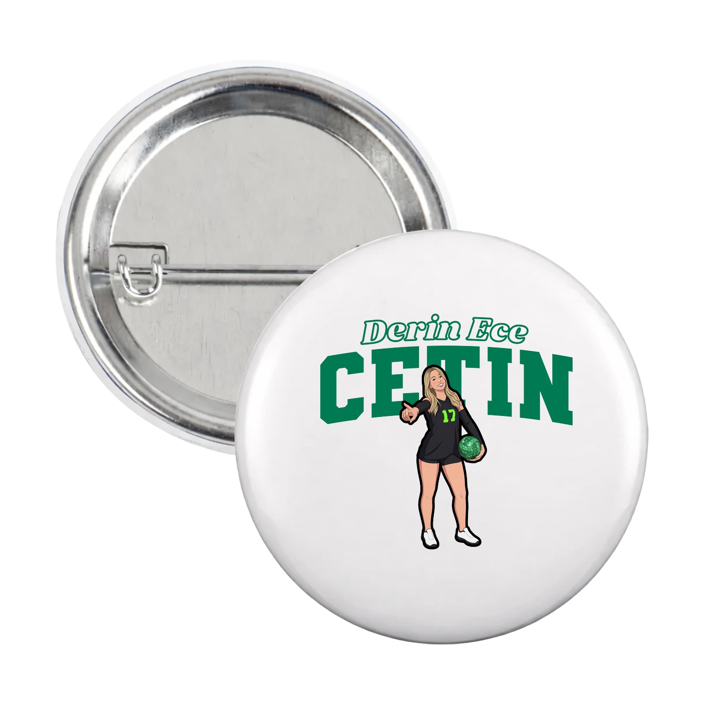 Game Day Button — Name Arch in White