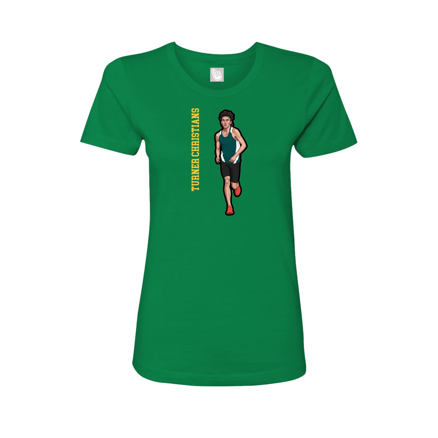 Fitted Women's Tee — Name Vertical in Green