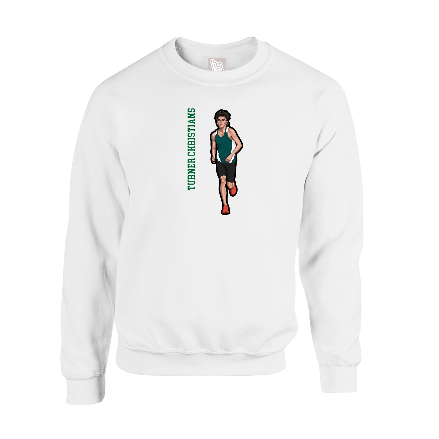 Fleece Crew — Name Vertical in White