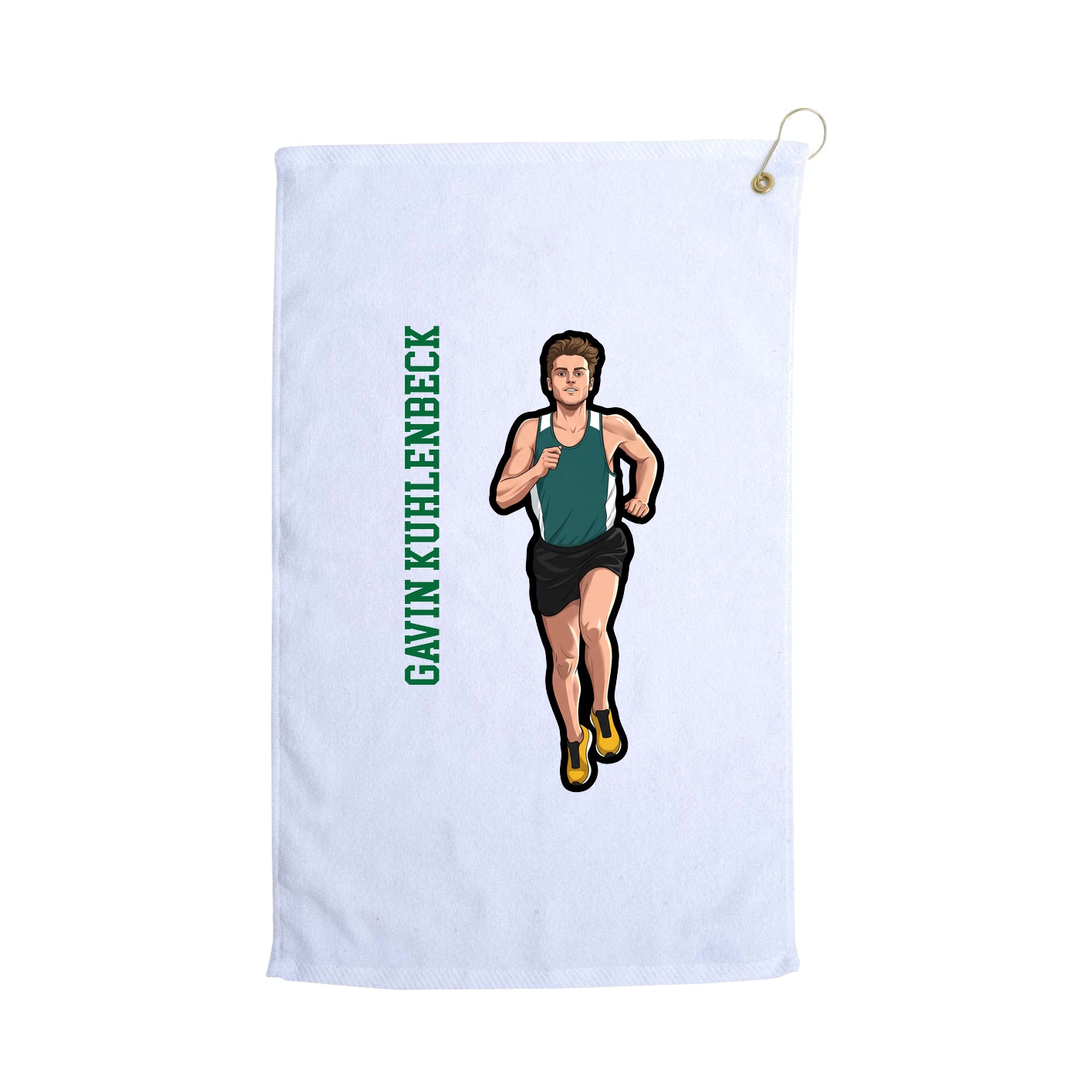 Golf Towel — Name Vertical in White