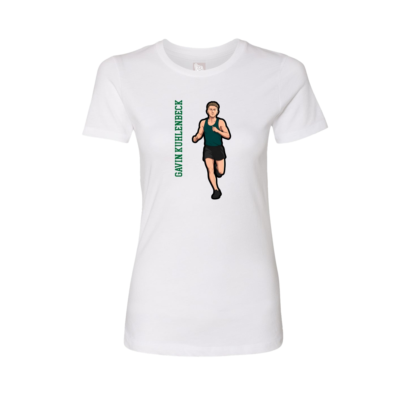 Fitted Women's Tee — Name Vertical in White