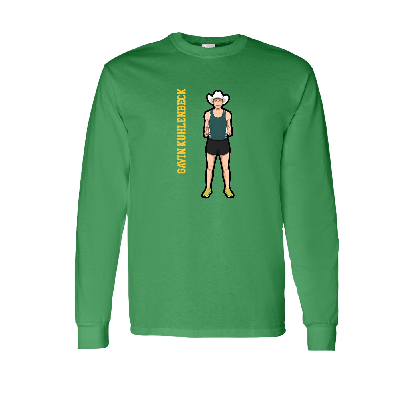 Long Sleeve Tee — Name Vertical in Green