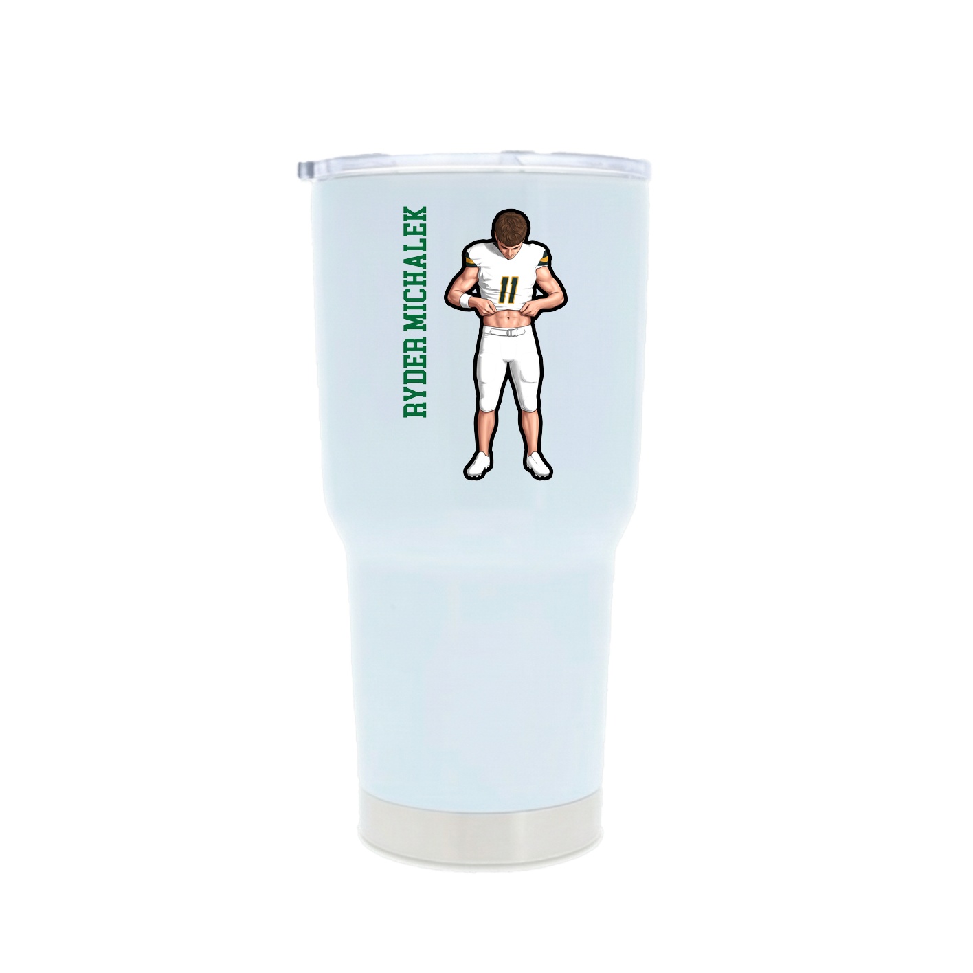 30oz Stainless Steel Tumbler — Name Vertical in White