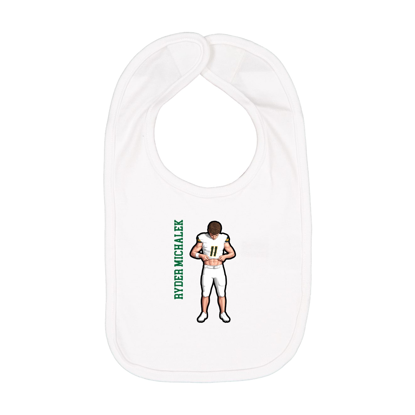 Infant Bib — Name Vertical in White
