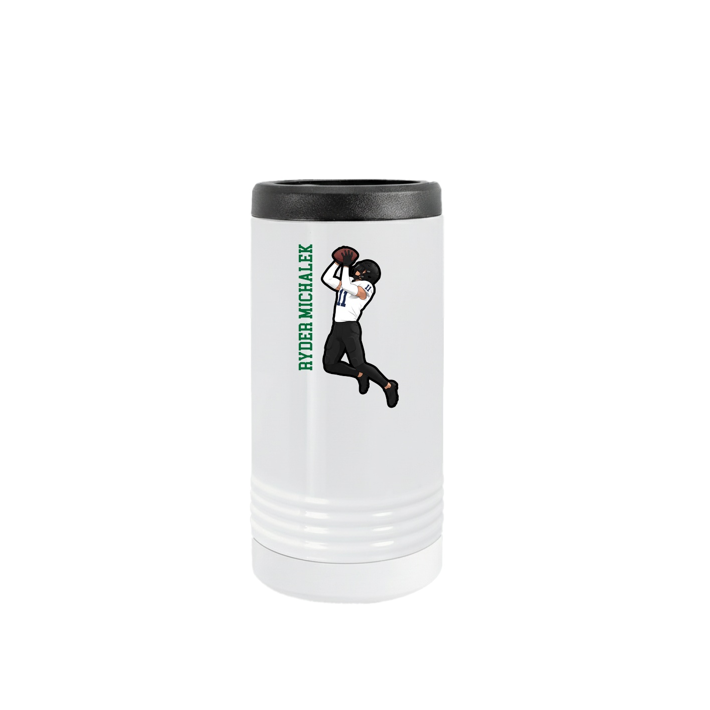 Slim Beverage Holder — Name Vertical in White