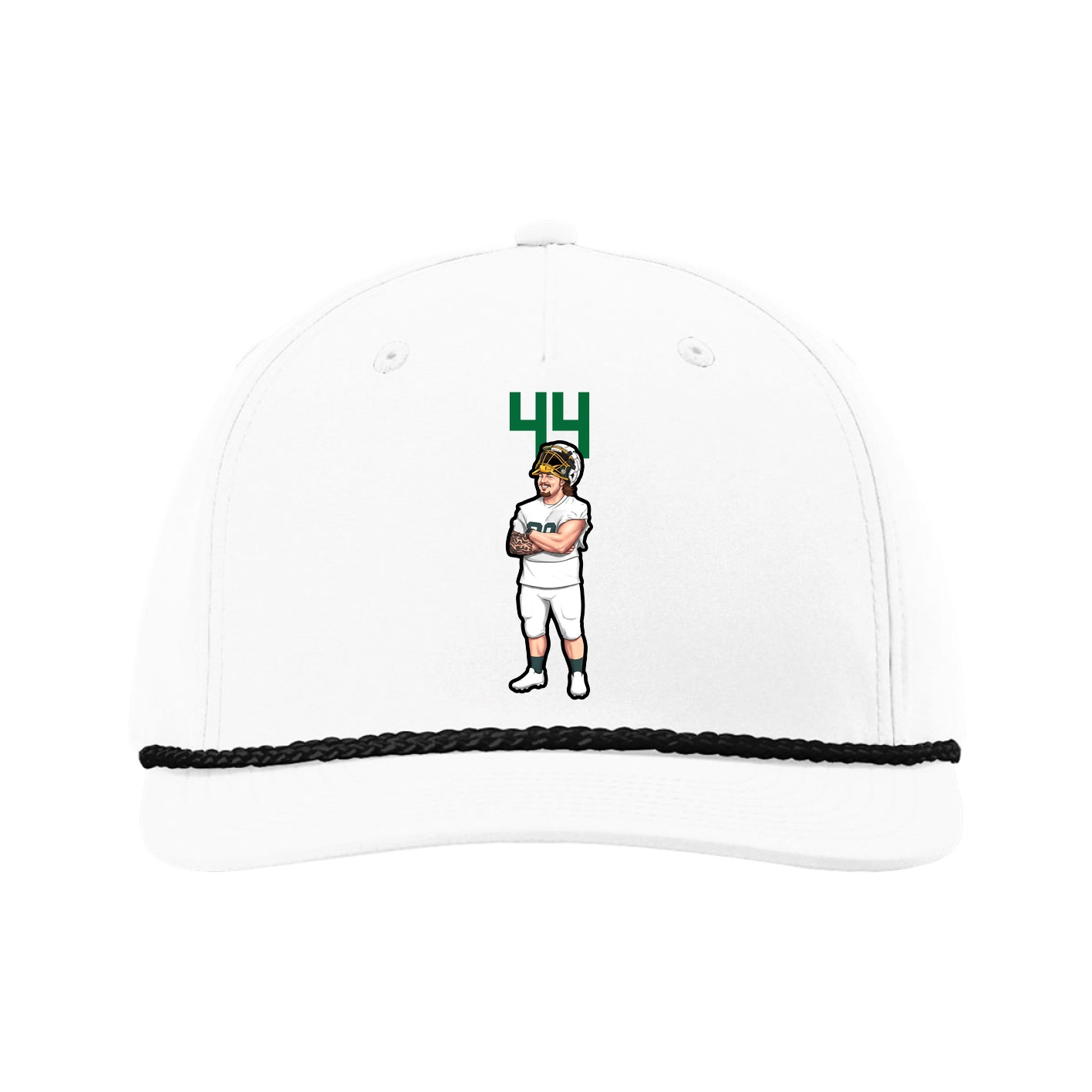 Five-Panel Classic Rope Cap — Number Top in White