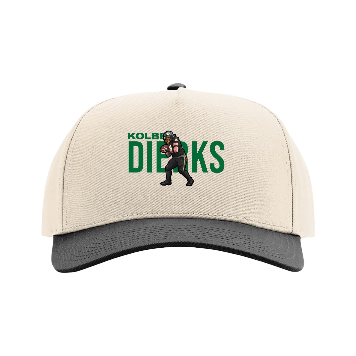 Full Fabric Five-Panel Champ Cap — Player Name in Cream/Black