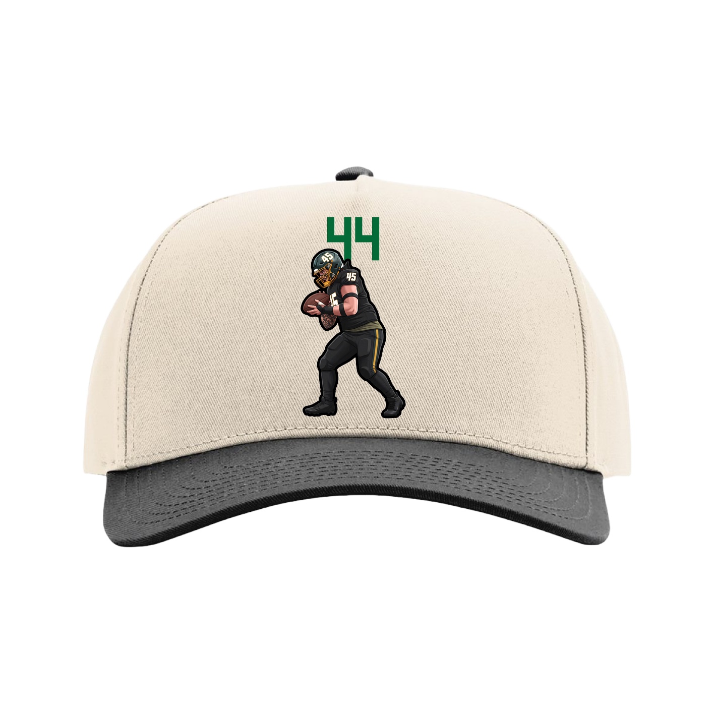 Full Fabric Five-Panel Champ Cap — Number Top in Cream/Black