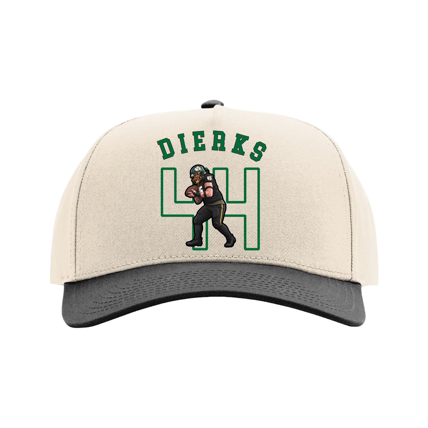 Full Fabric Five-Panel Champ Cap — Shirsey Arch in Cream/Black