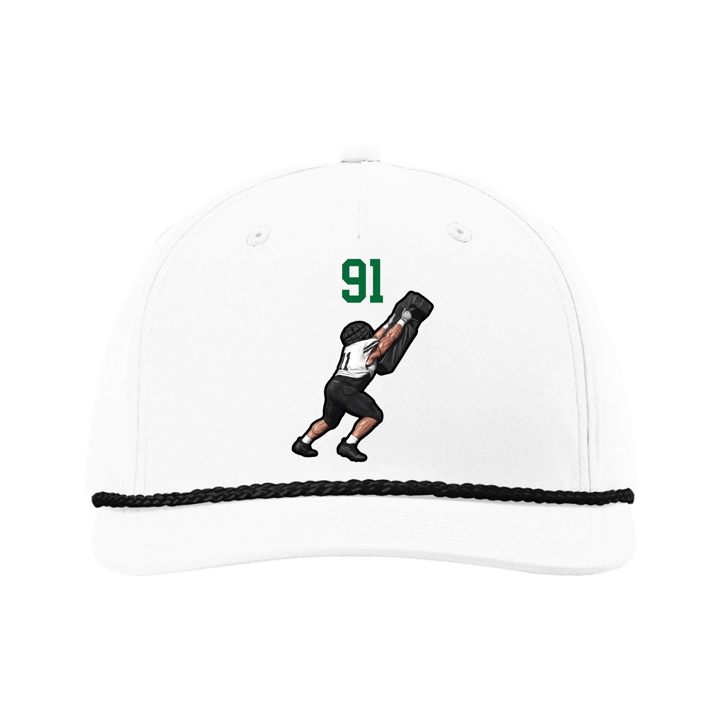 Five-Panel Classic Rope Cap — Number Top in White