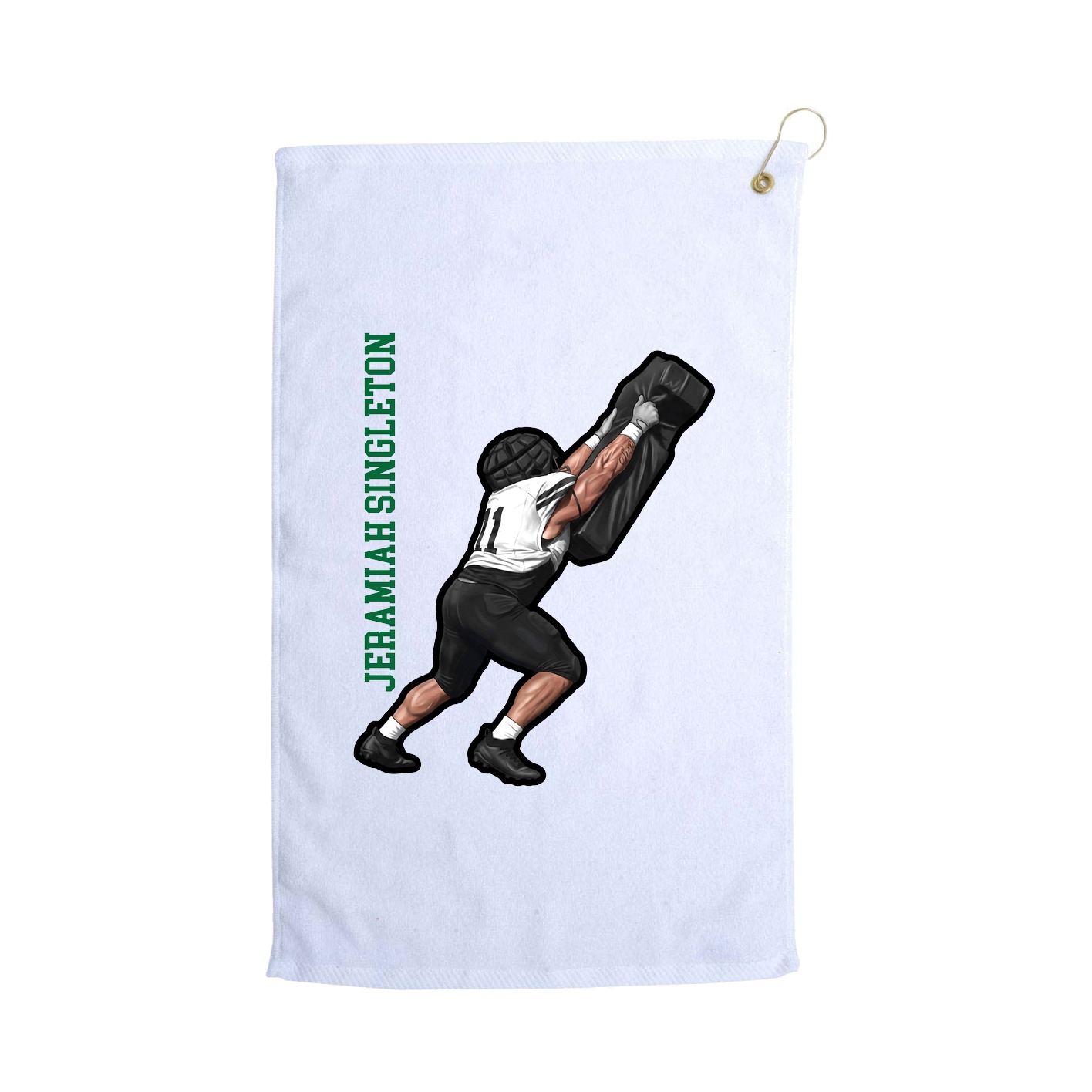 Golf Towel — Name Vertical in White