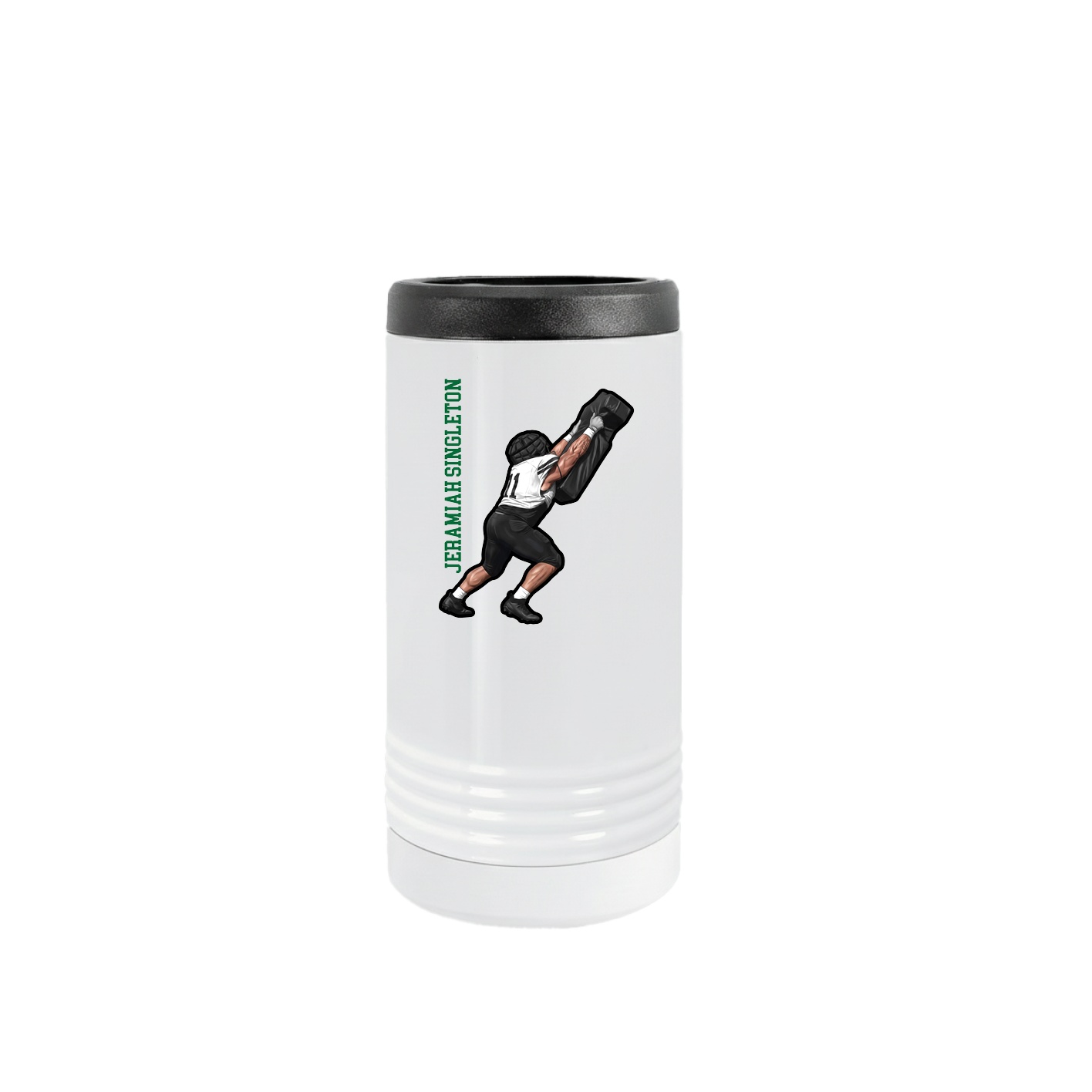 Slim Beverage Holder — Name Vertical in White