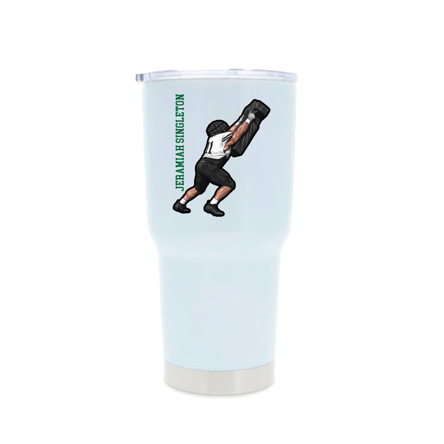 30oz Stainless Steel Tumbler — Name Vertical in White